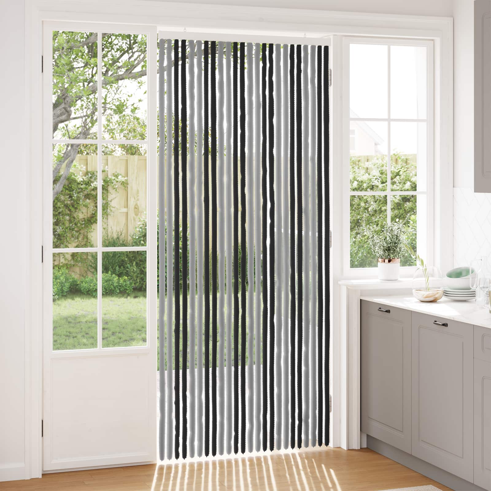 Insektsgardin Chenille Grå och svart 100 x 230 cm 100% PP