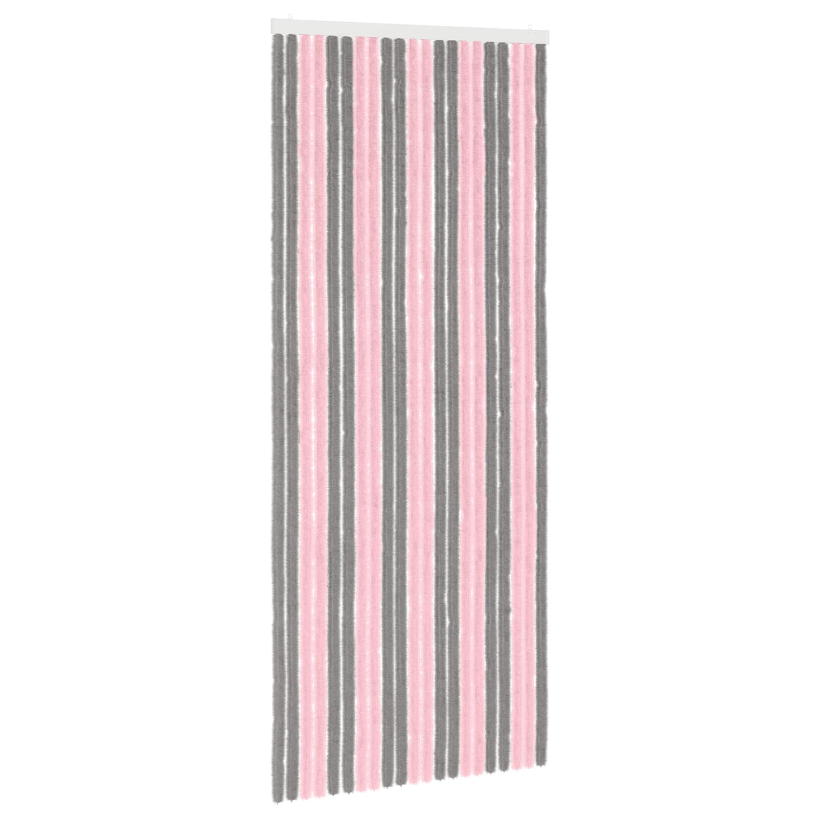 Insektsgardin Chenille Silvergrå och Rosa 90 x 220 cm 100% PP