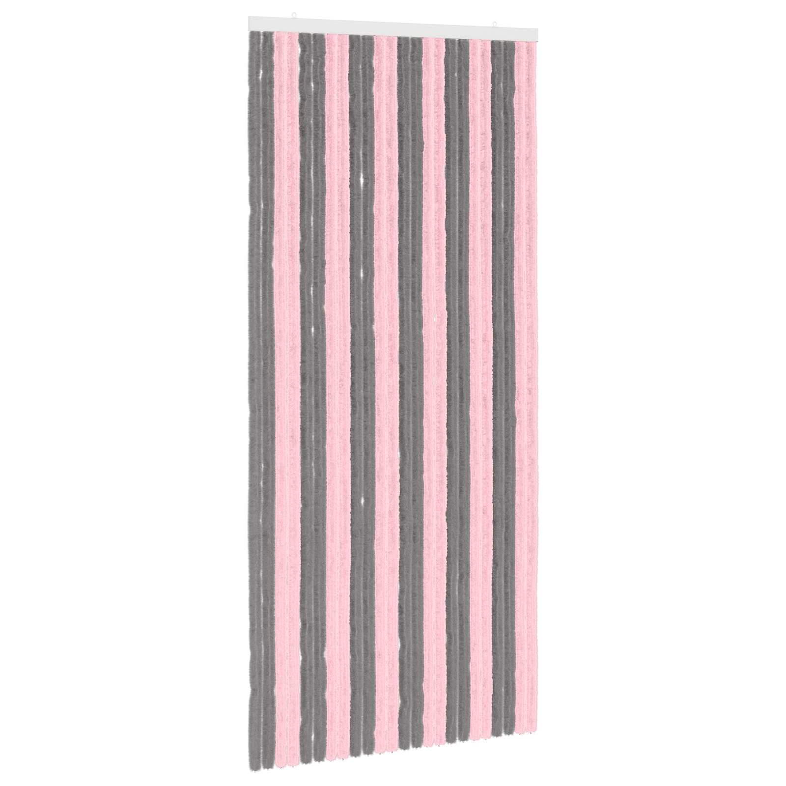 Insektsgardin Chenille Silvergrå och Rosa 100 x 220 cm 100% PP