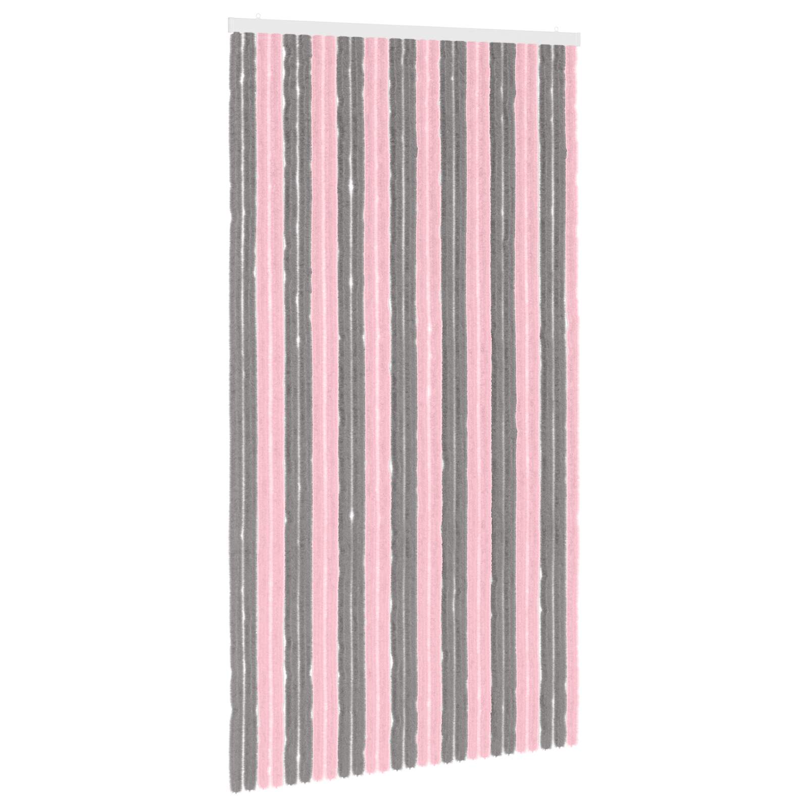 Insektsgardin Chenille Silvergrå och Rosa 118 x 220 cm 100% PP