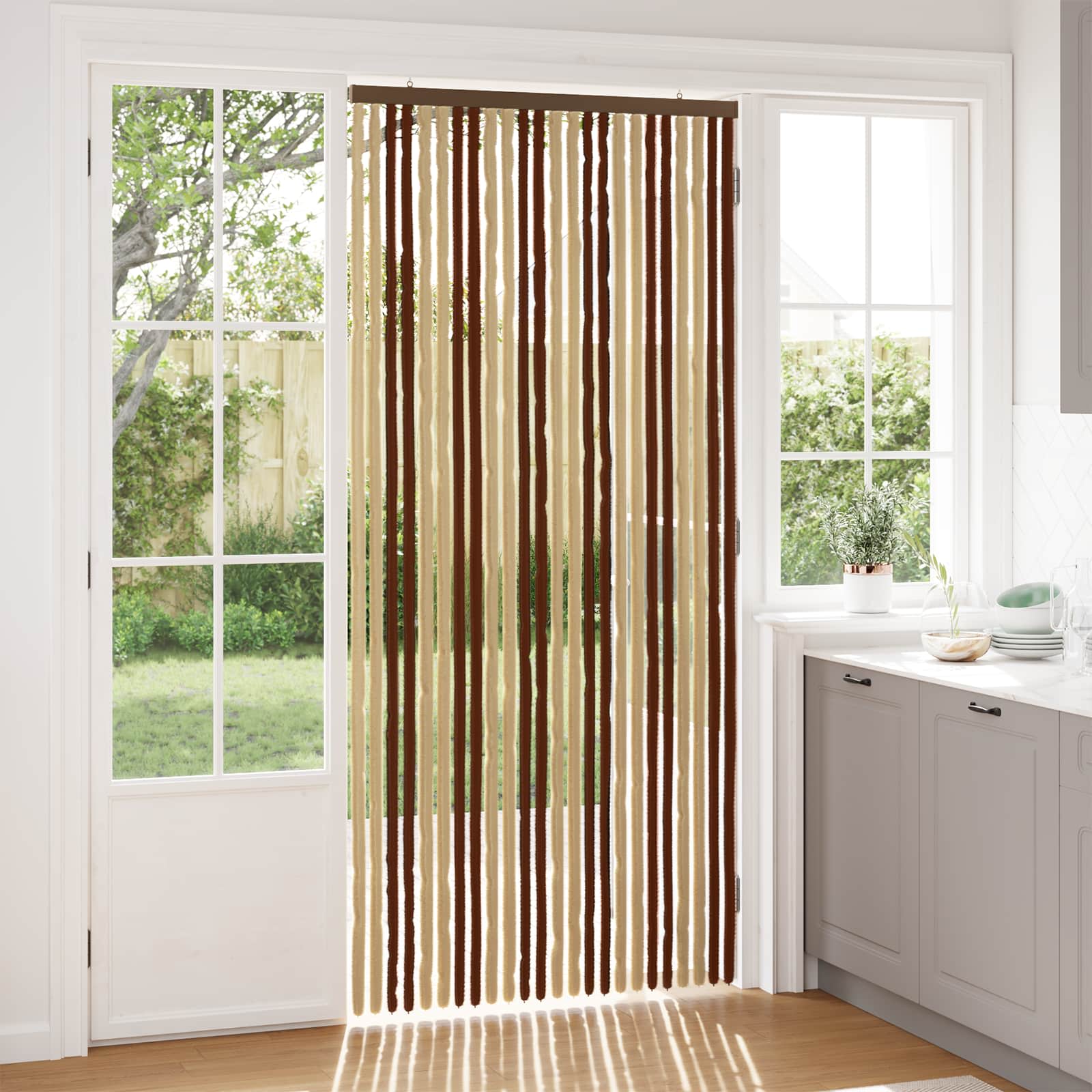Insektsgardin Chenille Brun och beige 100 x 220 cm 100% PP
