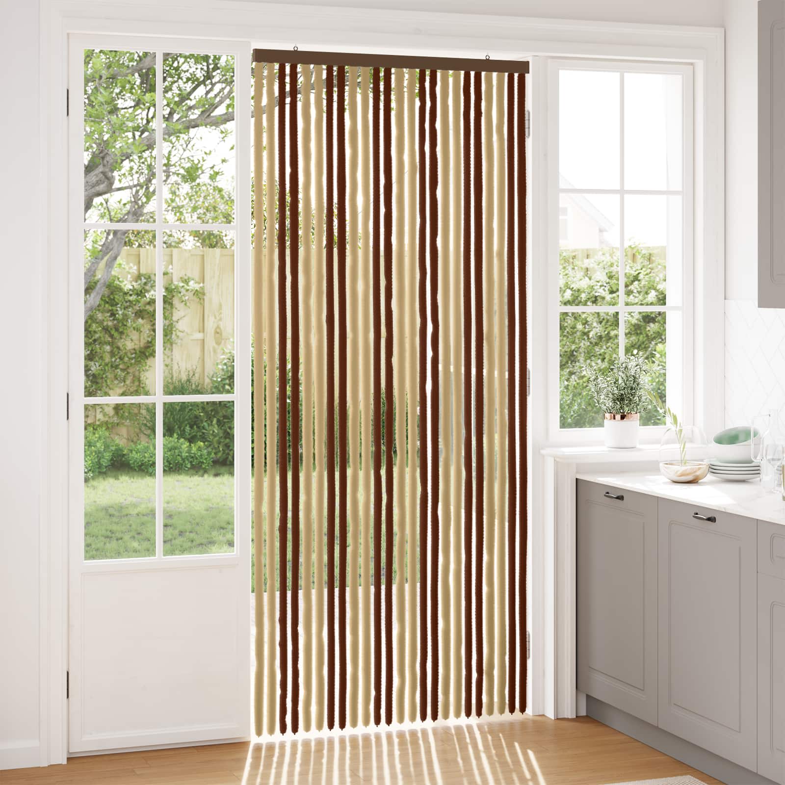 Insektsgardin Chenille Brun och beige 100 x 230 cm 100% PP