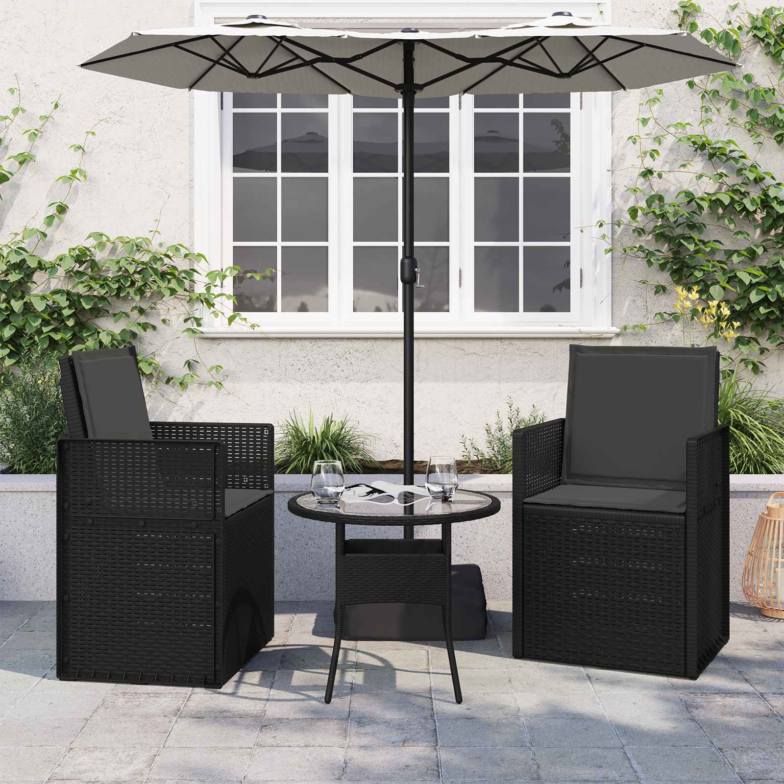 Sitt- och Ryggkuddar Polyester Antracit 47 x 45 x 2 cm