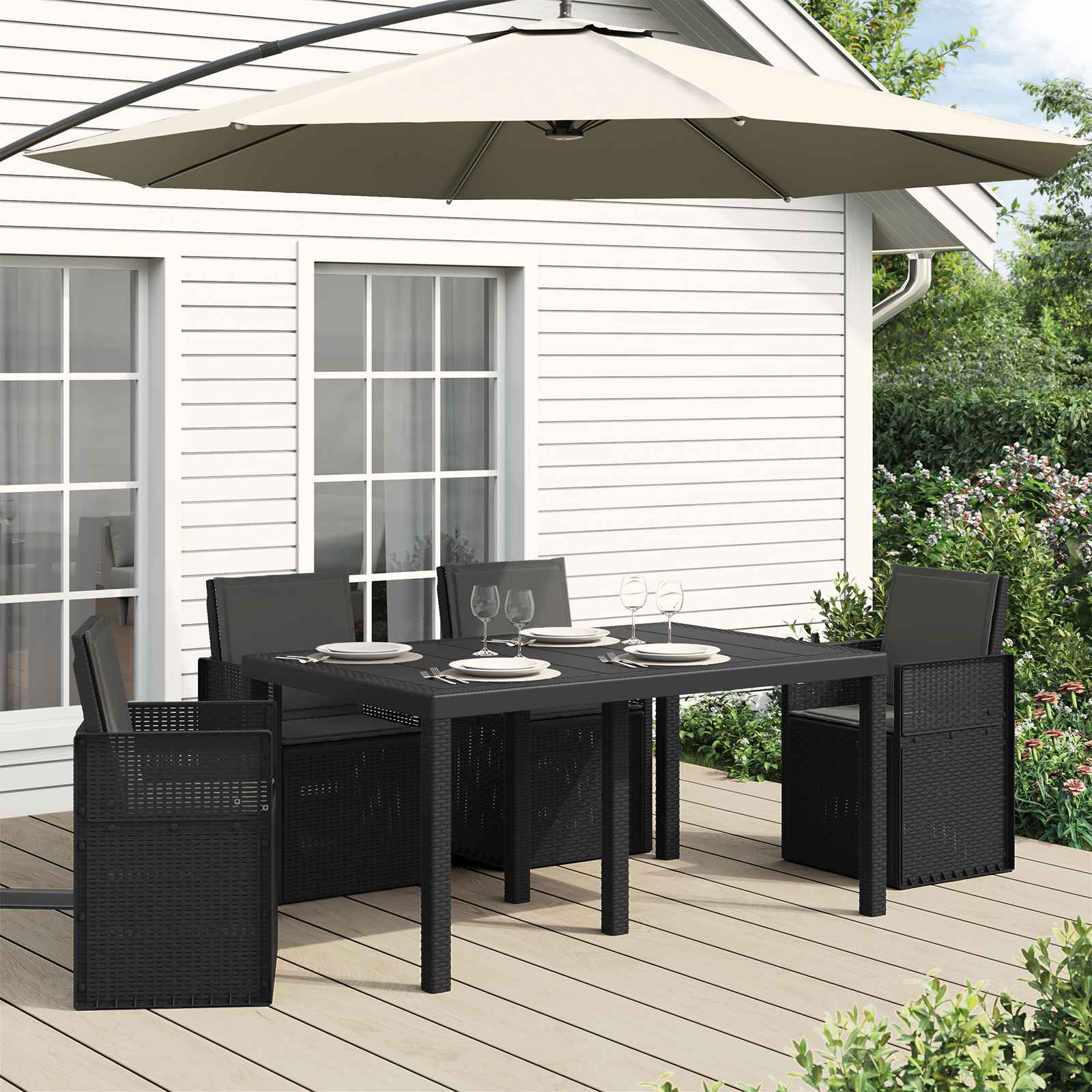 Sitt- och Ryggkuddar Polyester Antracit 47 x 45 x 2 cm