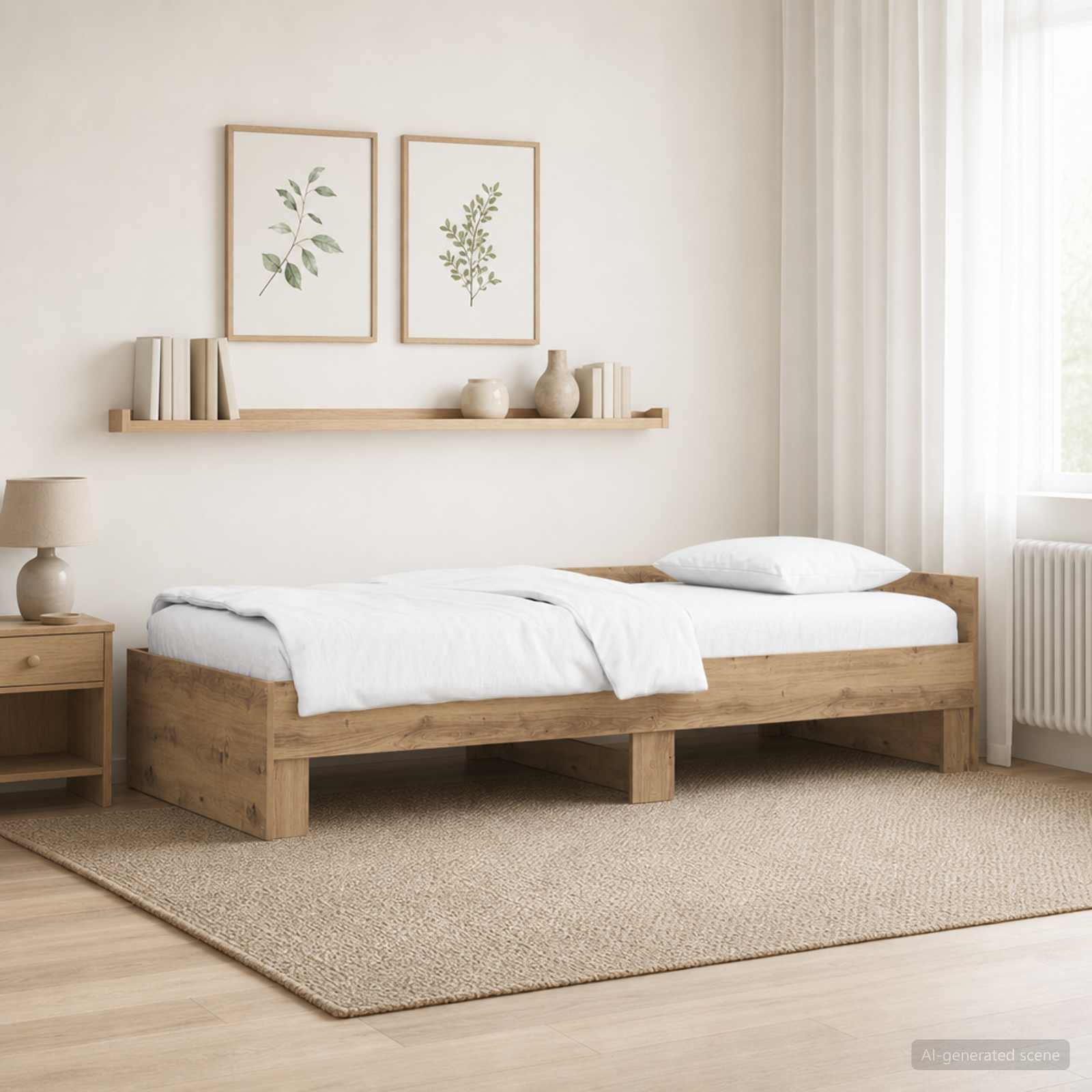 Sängram med huvudgavel Artisan-ek 80 x 200 cm Konstruerat trä