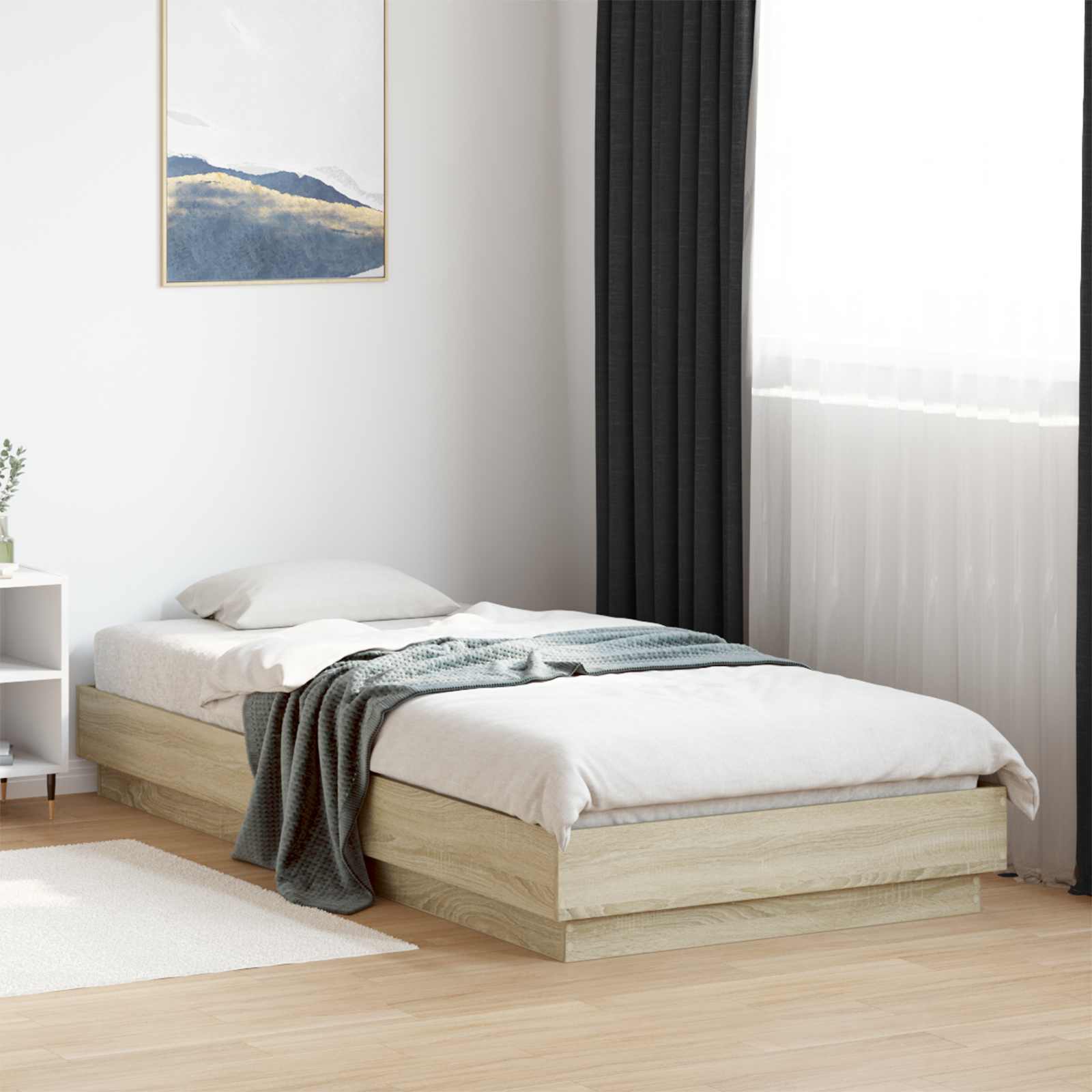 Golvsängsram Sonoma-ek 80 x 200 cm Konstruerat trä