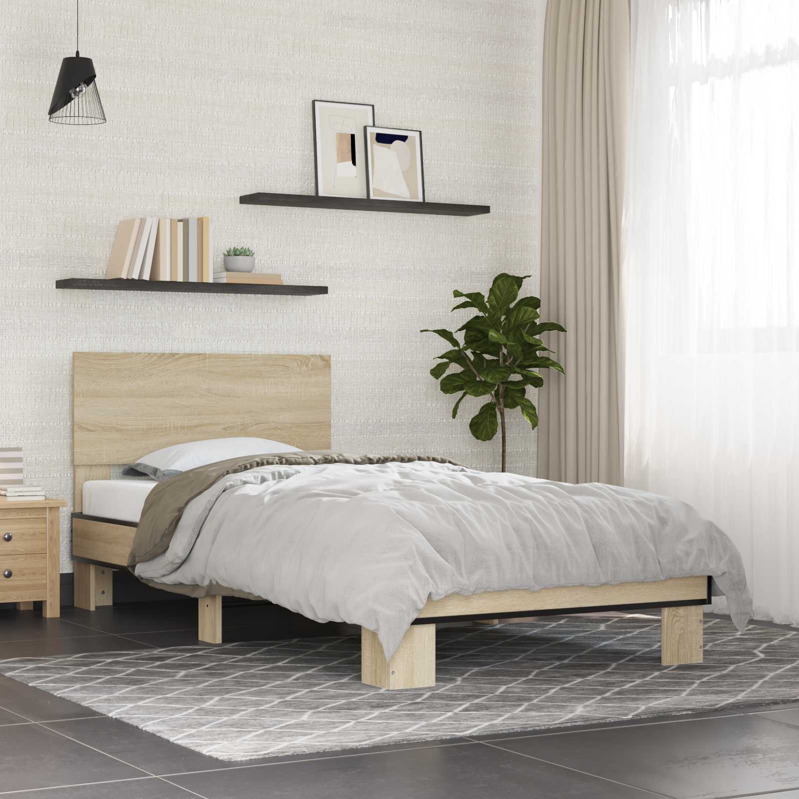Sängram med huvudgavel Sonoma-ek 80 x 200 cm Konstruerat trä