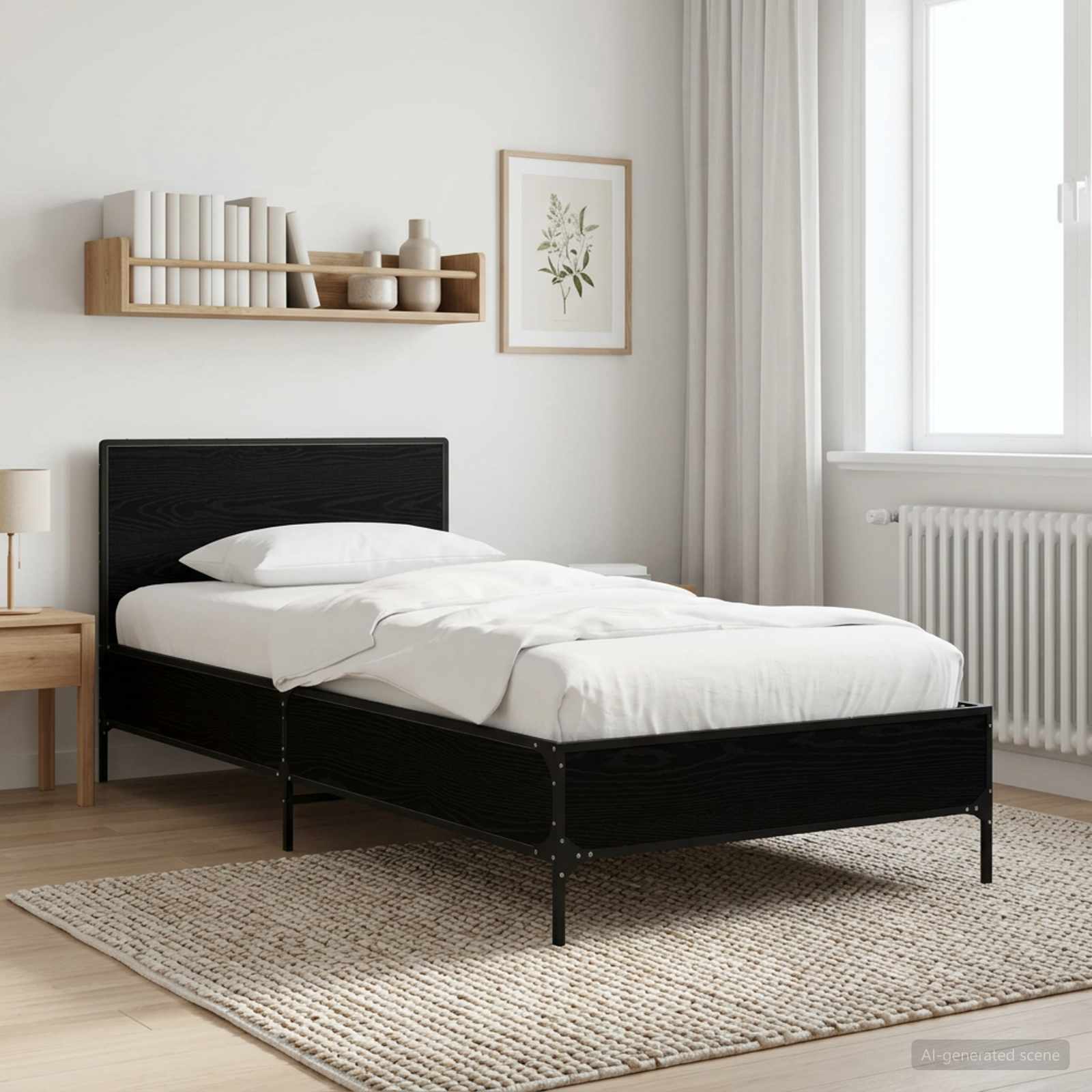 Sängram med huvudgavel Svart ek 80 x 200 cm Konstruerat trä