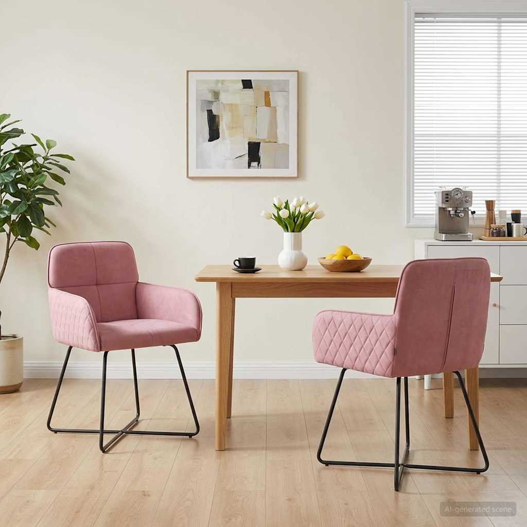 Matstolar 2 st Sammet Rosa 59 x 56,5 x 86 cm