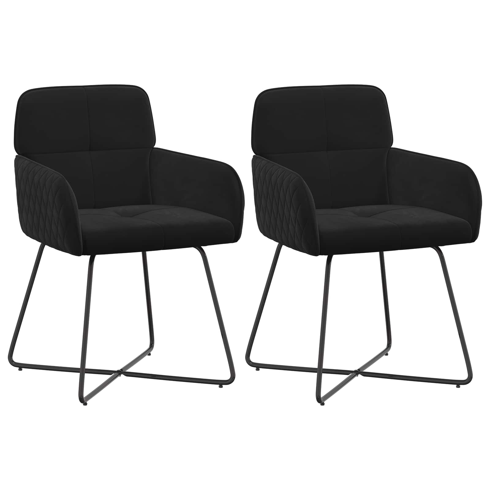 Matstolar 2 st Sammet Svart 59 x 56,5 x 86 cm