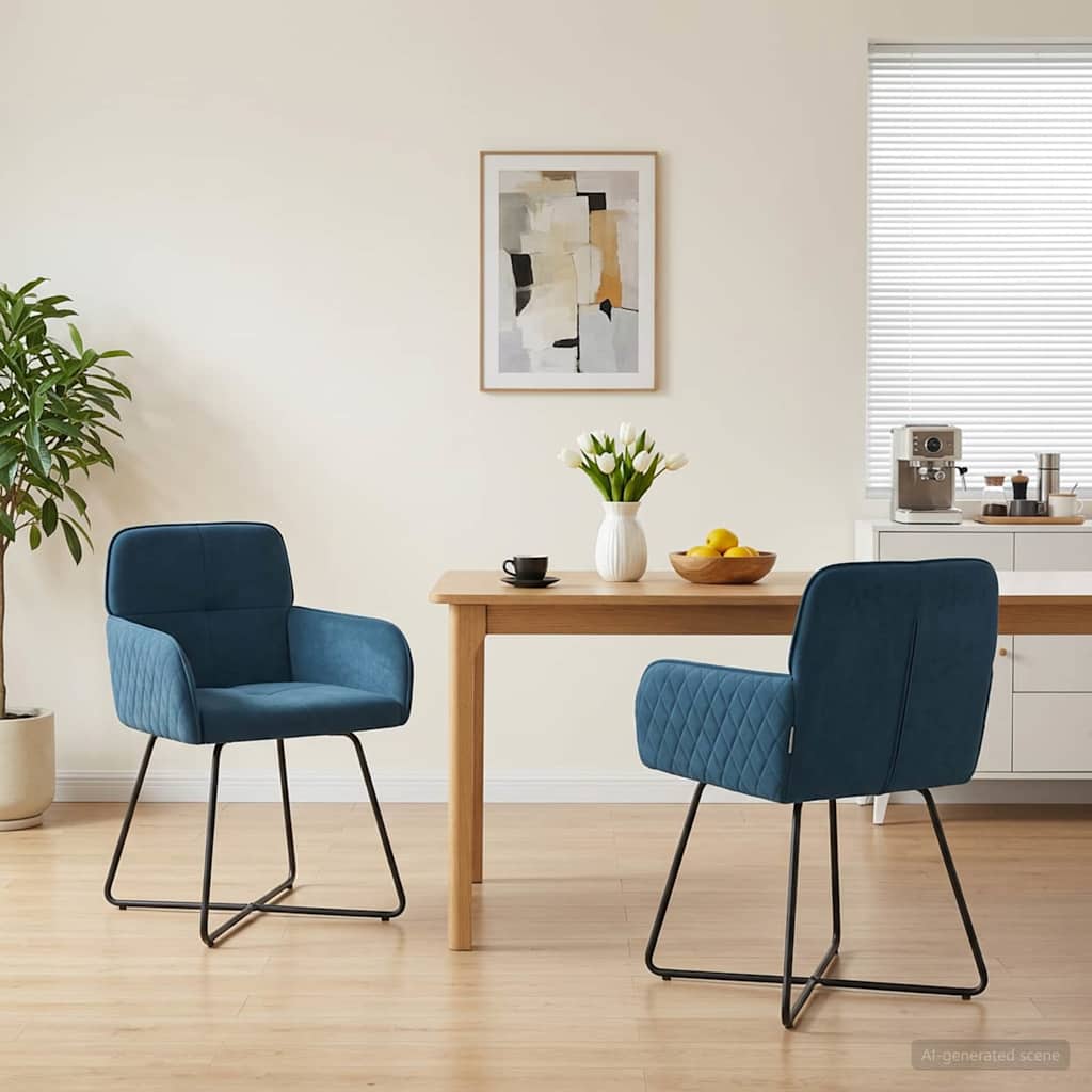 Matstolar 2 st Sammet Blå 59 x 56,5 x 86 cm