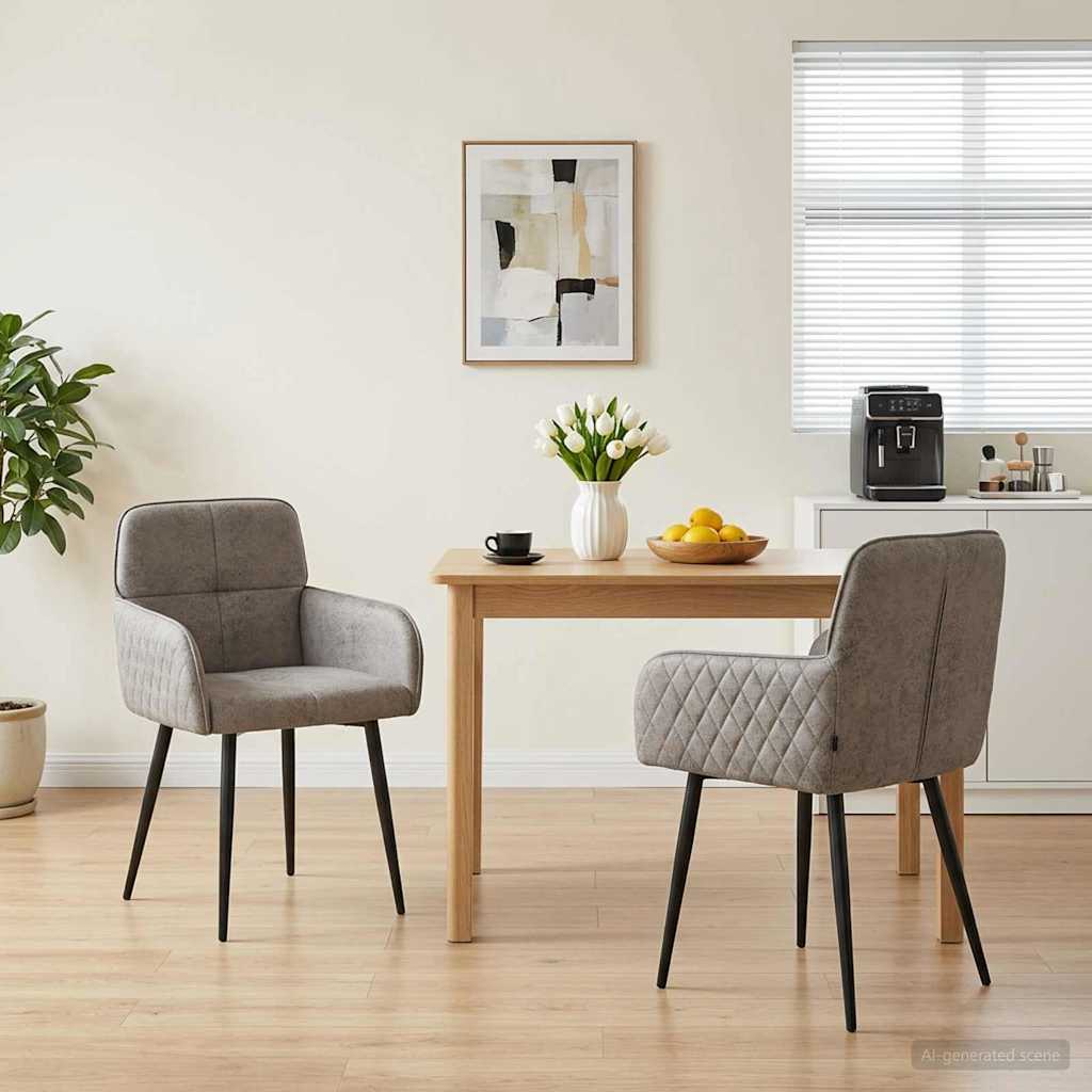 Matstolar 2 st Faux Mockaläder Ljusgrå 59x56,5x85cm