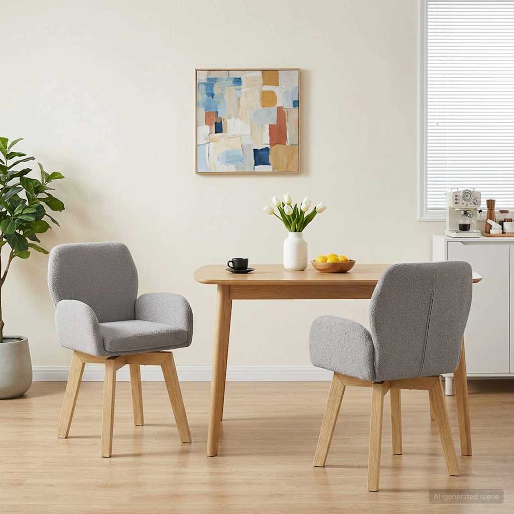Svängande Matstolar 2 st Bouclé Ljusgrå 54 x 58 x 87 cm