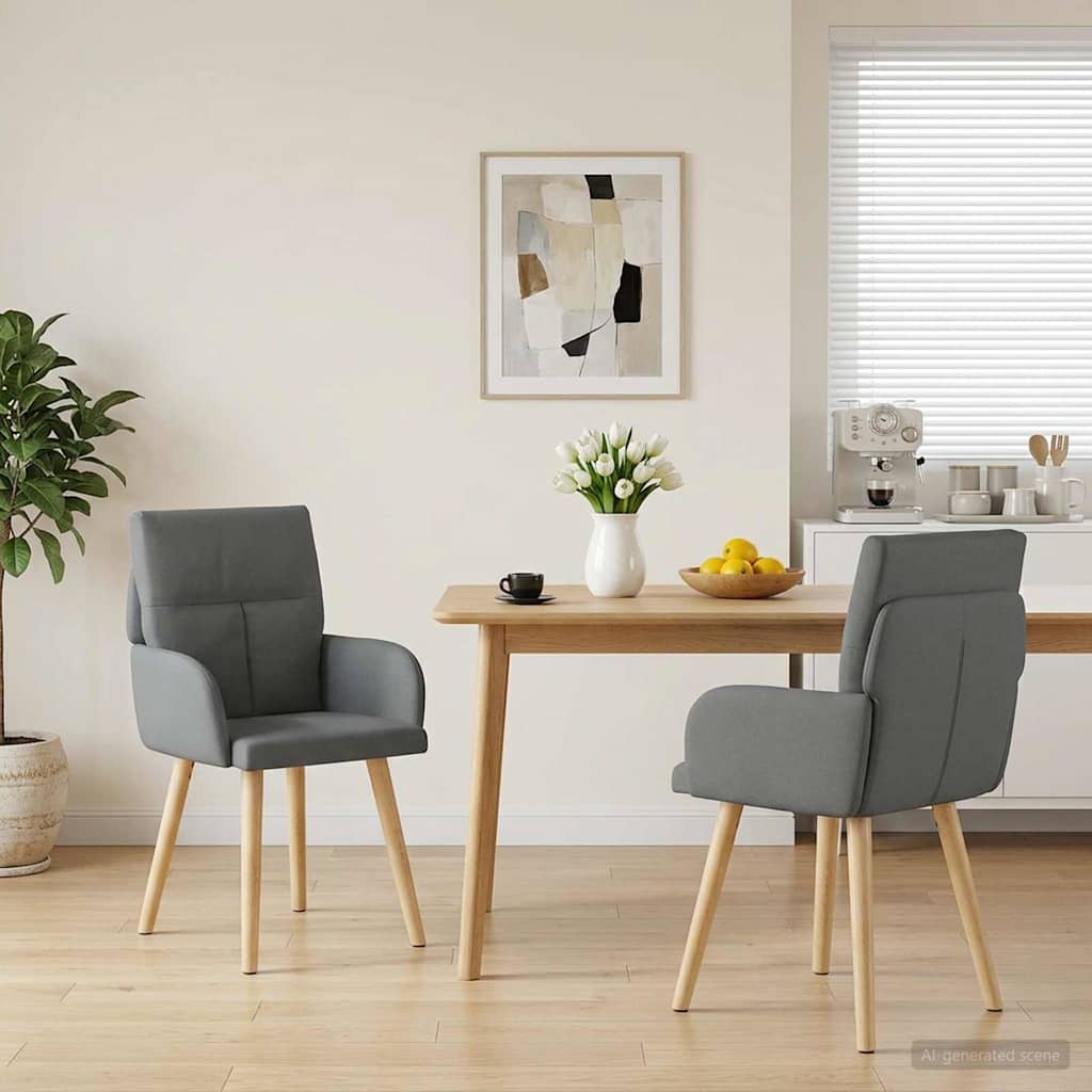 Matstolar 2 st Tyg Mörkgrå 60 x 56 x 96 cm