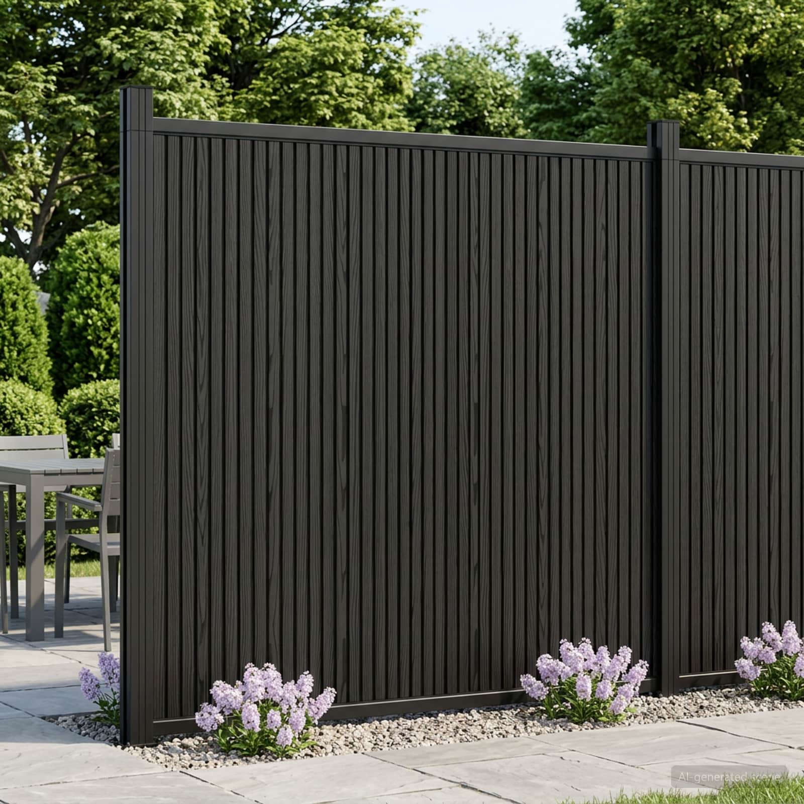 Stängselpanel 2 st 355 x 186,5 cm WPC och aluminium Svart
