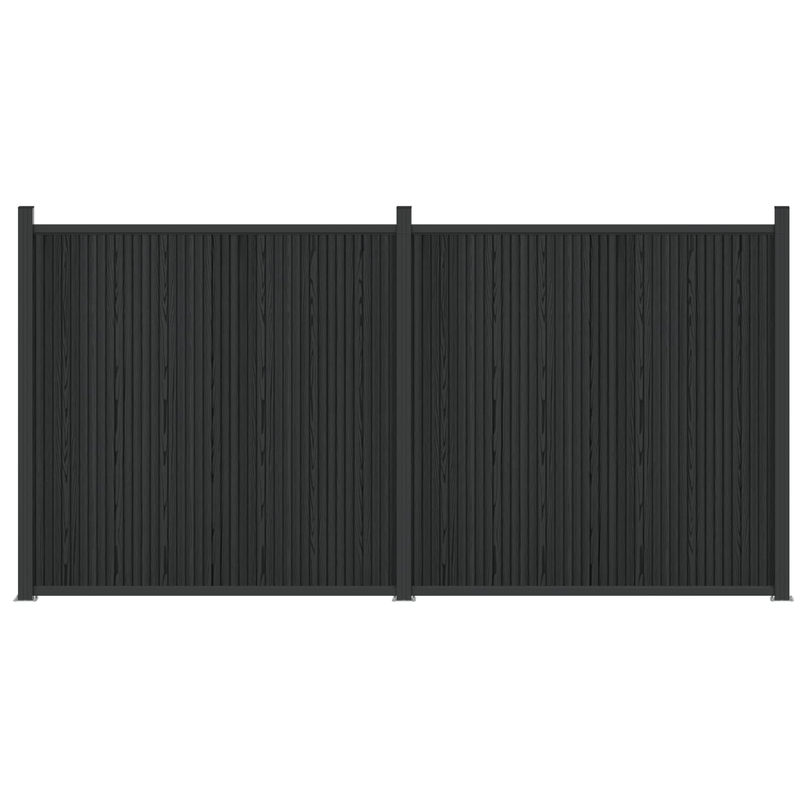 Stängselpanel 2 st 355 x 186,5 cm WPC och aluminium Svart