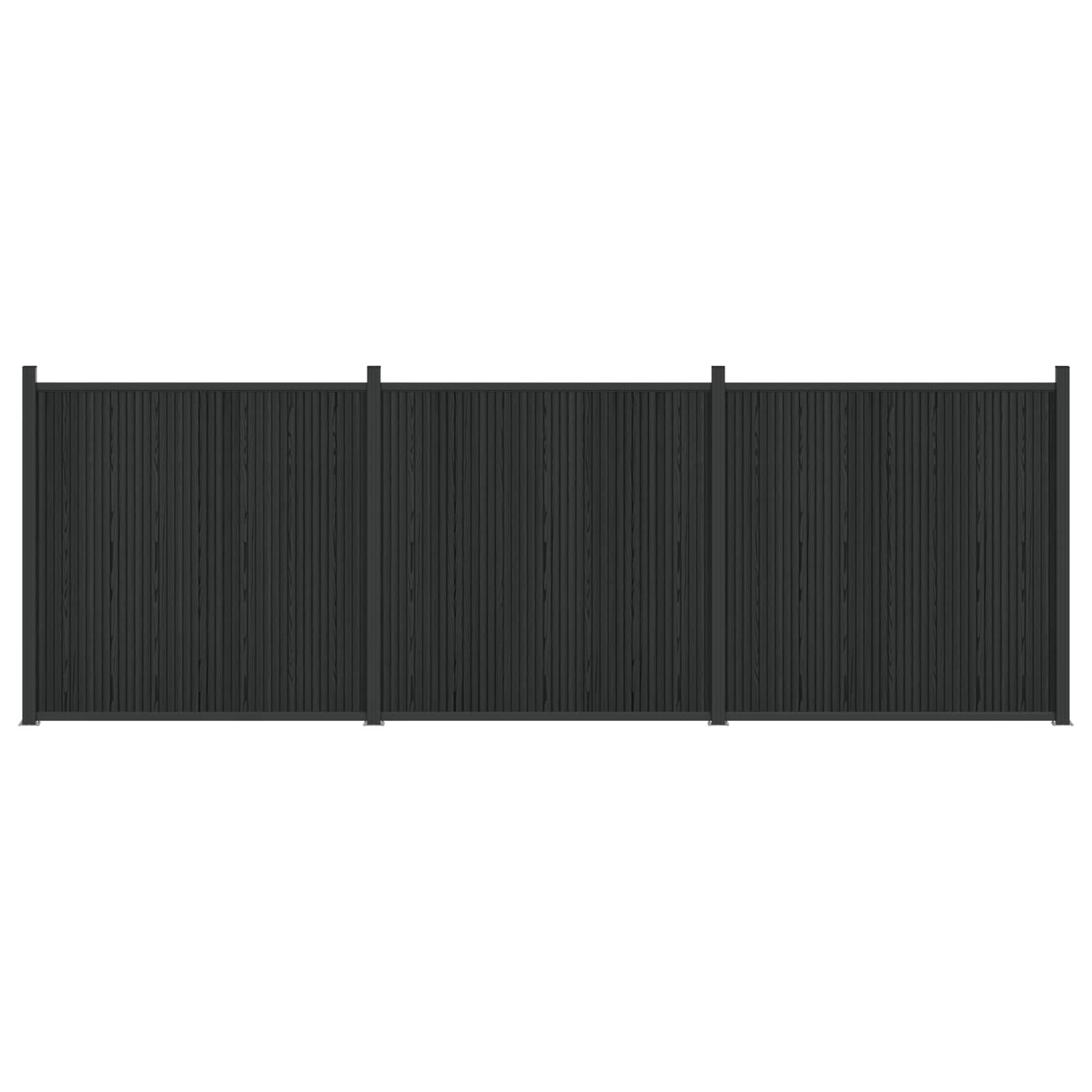 Stängselpanel 3 st 530 x 186,5 cm WPC och aluminium Svart