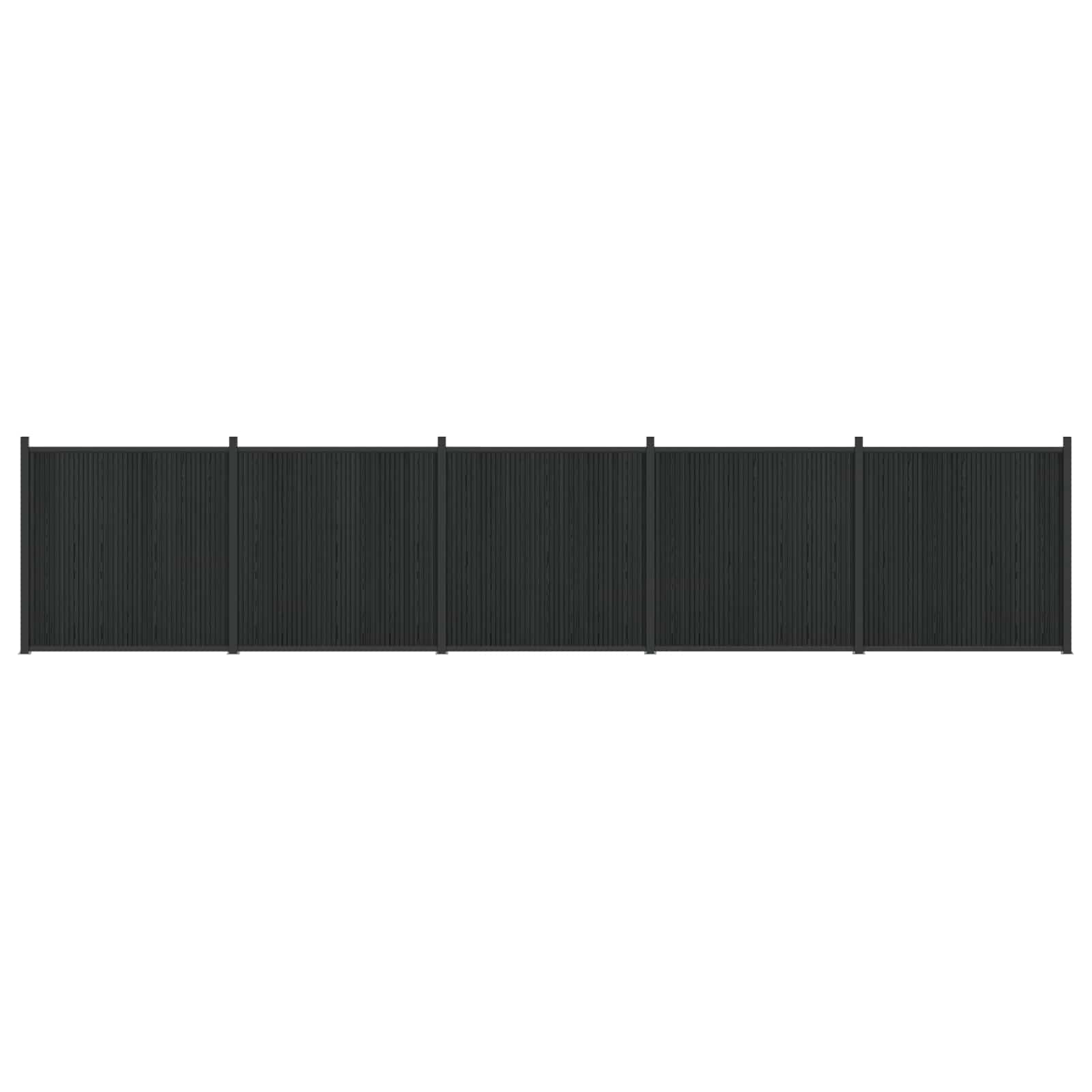 Stängselpanel 5 st 880 x 186,5 cm WPC och aluminium Svart