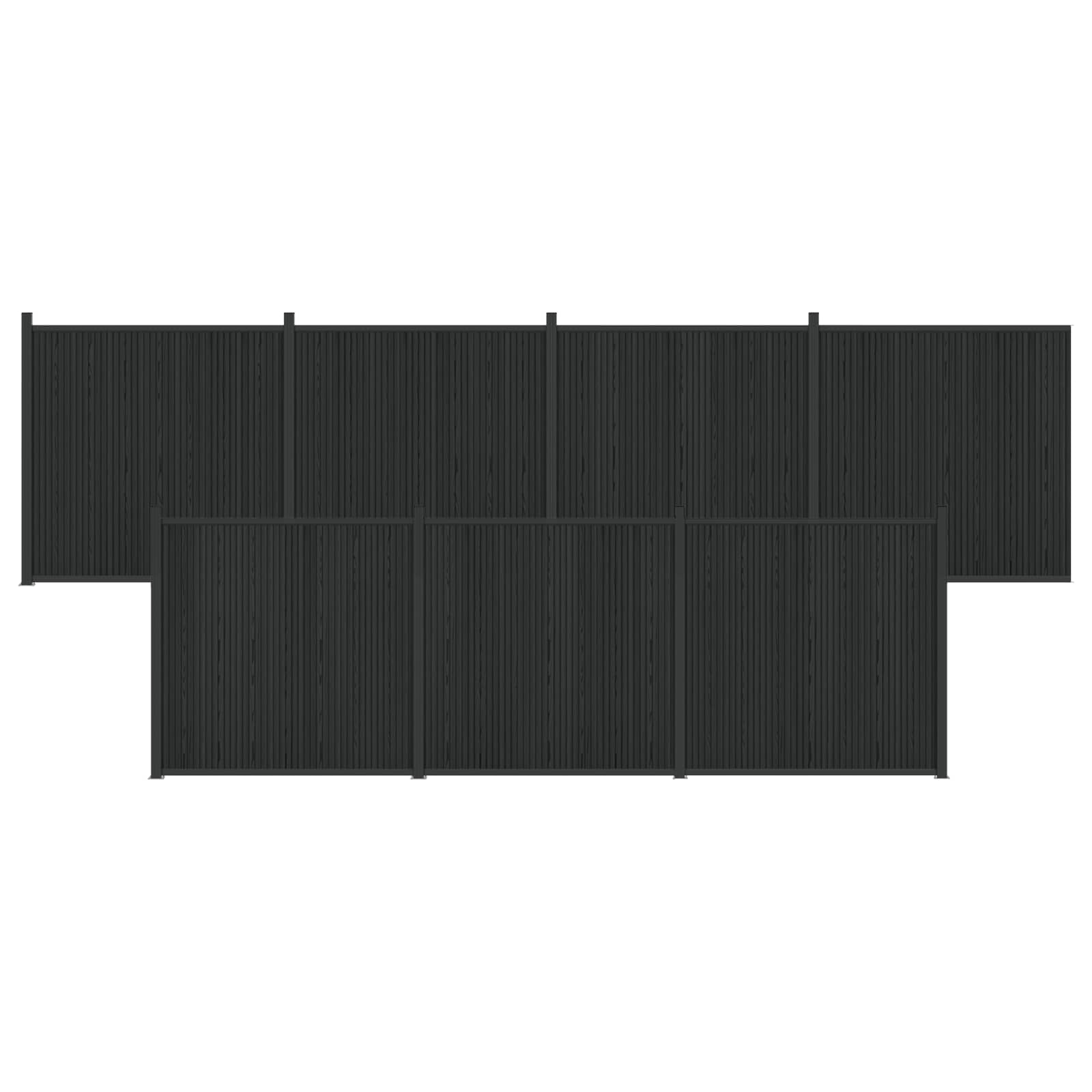 Stängselpanel 7 st 1230 x 186,5 cm WPC och aluminium Svart
