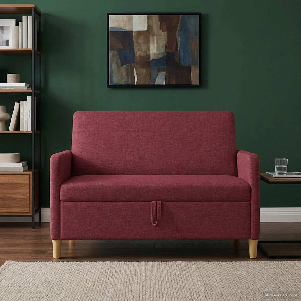 Soffa med förvaring Vinröd 122 x 78 x 87 cm Polyester