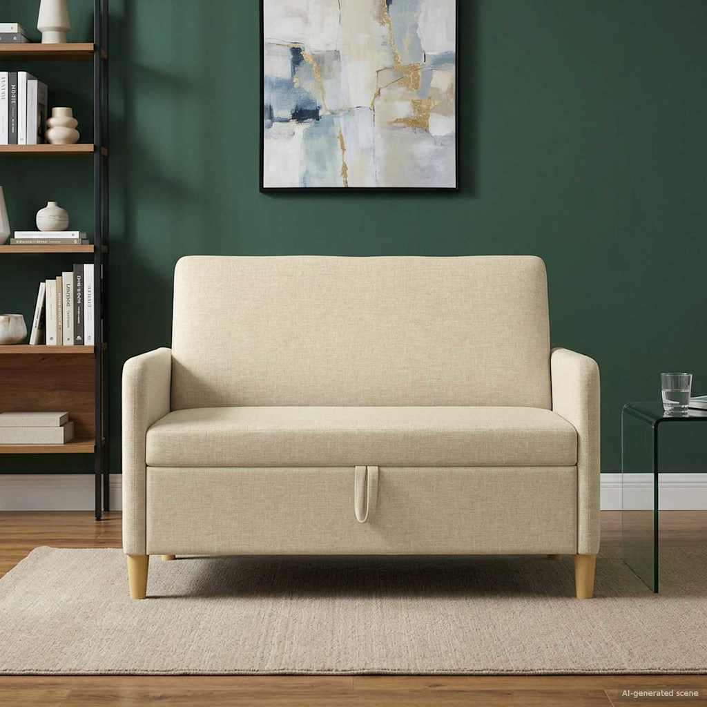 Soffa med förvaring Gräddvit 122 x 78 x 87 cm Polyester