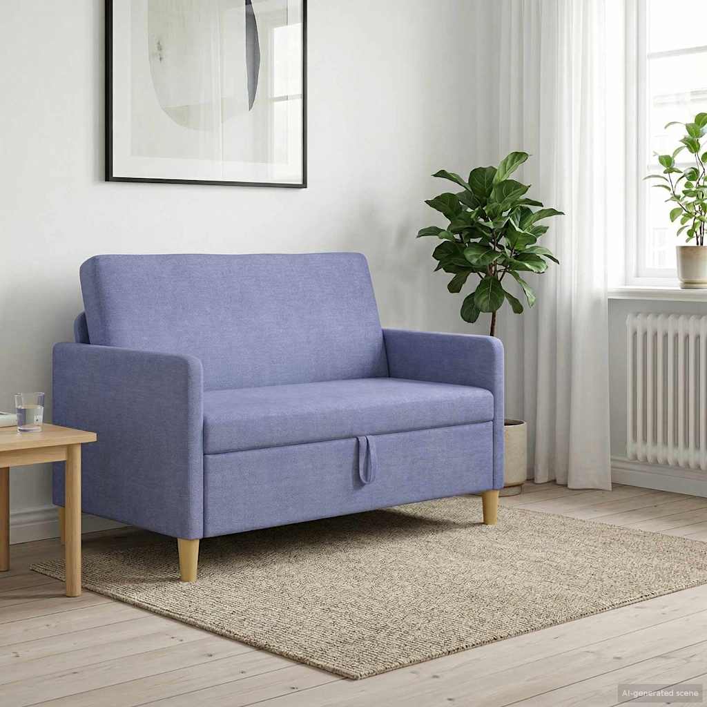 Soffa med förvaring Jeansblå 122 x 78 x 87 cm Polyester