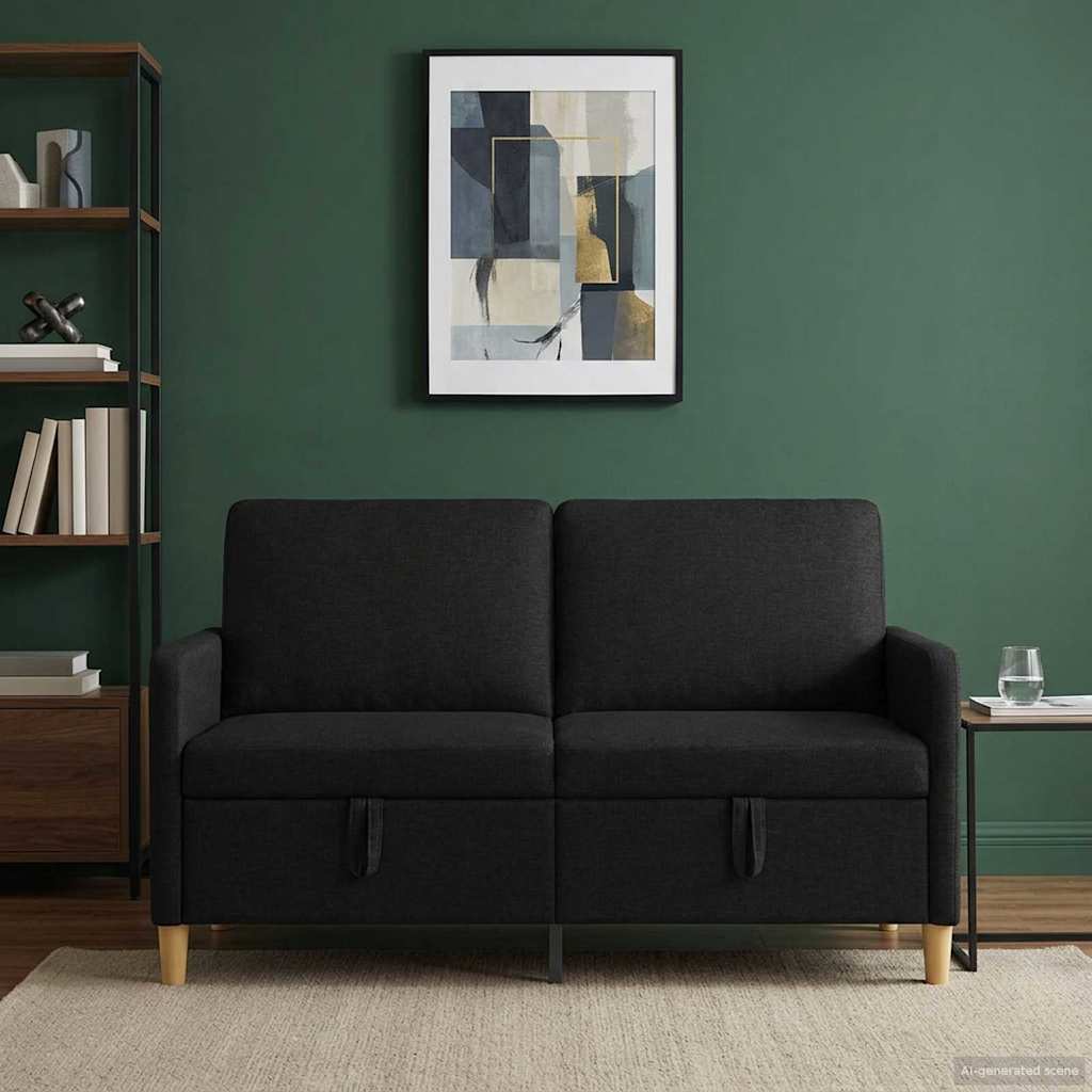 Soffa med förvaring Svart 152 x 78 x 87 cm Polyester