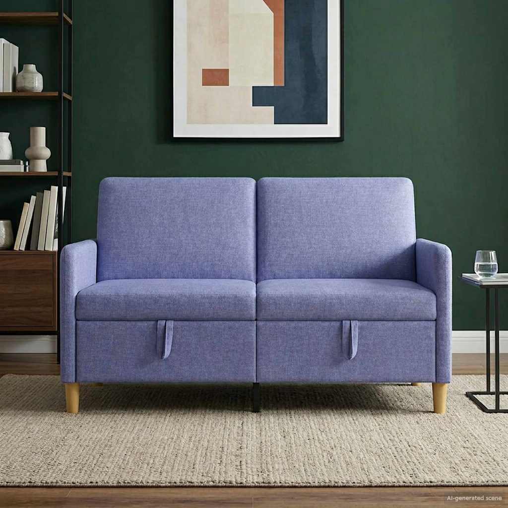 Soffa med förvaring Jeansblå 152 x 78 x 87 cm Polyester