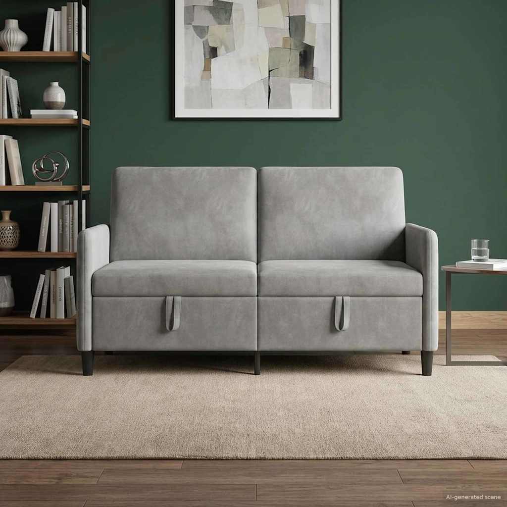 Soffa med förvaring Ljusgrå 152 x 78 x 87 cm Polyester
