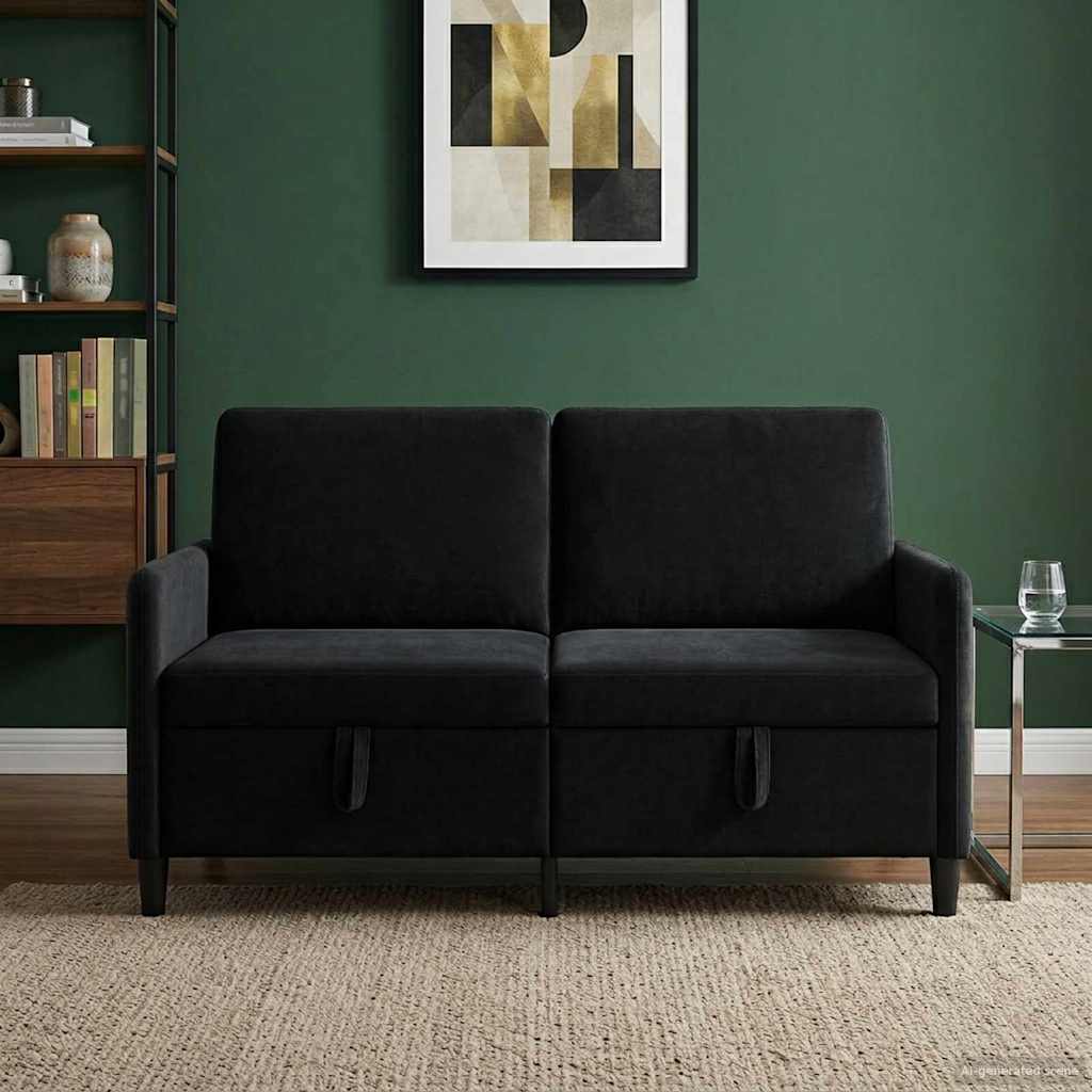 Soffa med förvaring Svart 152 x 78 x 87 cm Polyester