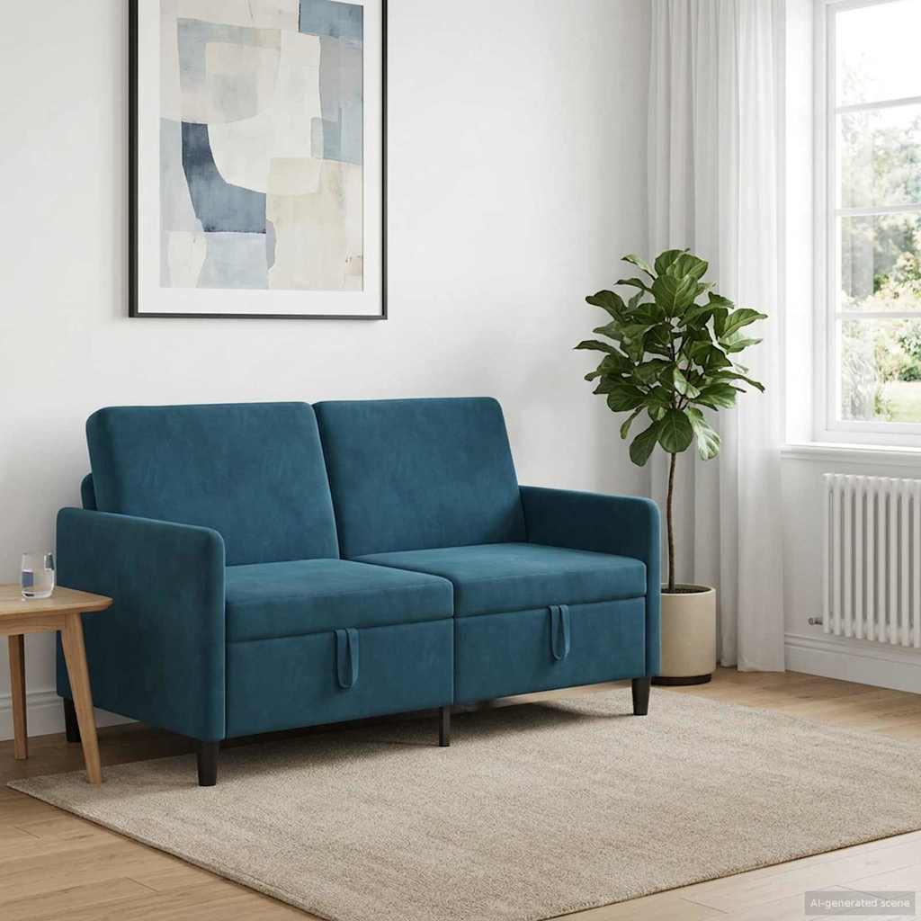Soffa med förvaring Blå 152 x 78 x 87 cm Polyester