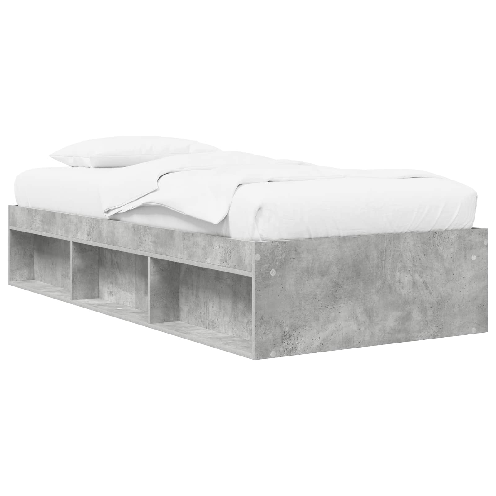 Sängram med förvaring Betonggrå 80 x 200 cm Konstruerat trä