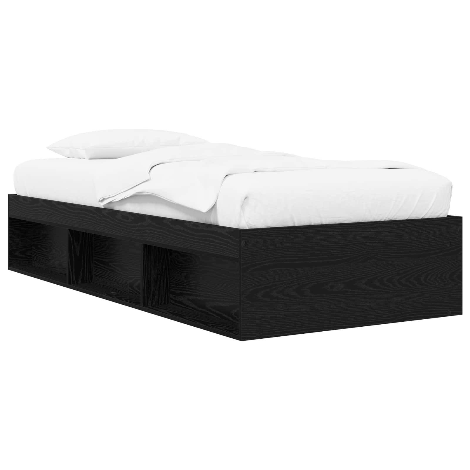 Sängram med förvaring Svart ek 80 x 200 cm Konstruerat trä