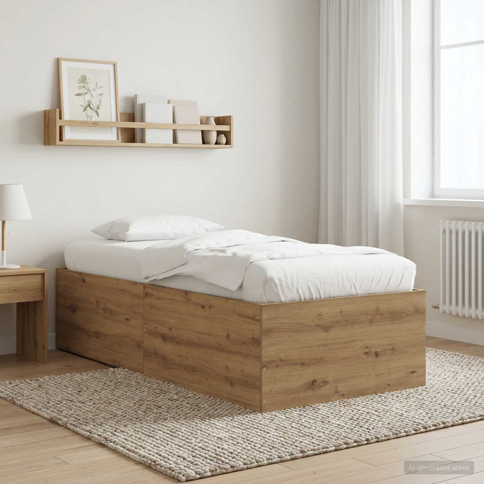 Golvsängsram Artisan-ek 80 x 200 cm Konstruerat trä