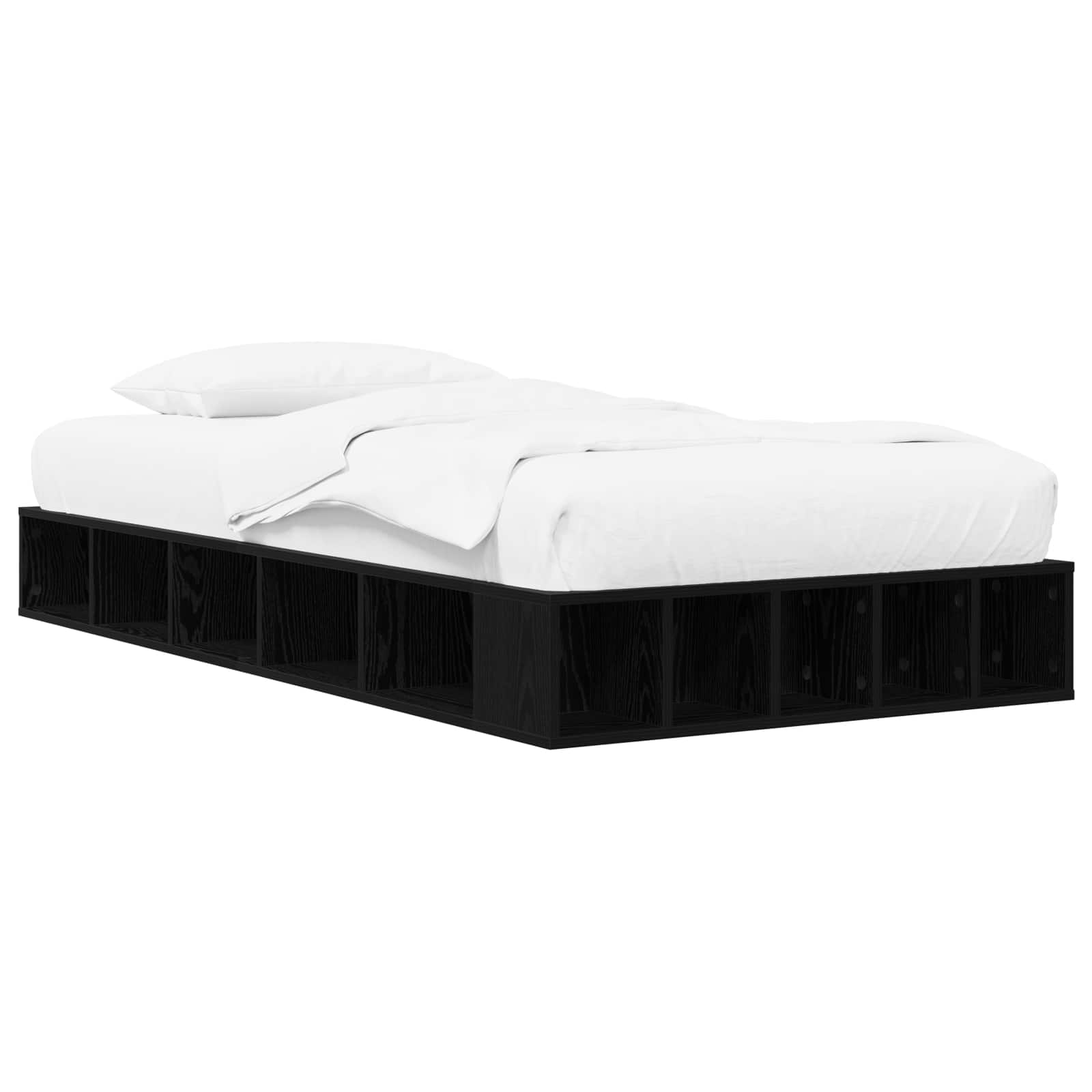 Sängram med förvaring Svart ek 80 x 200 cm Konstruerat trä