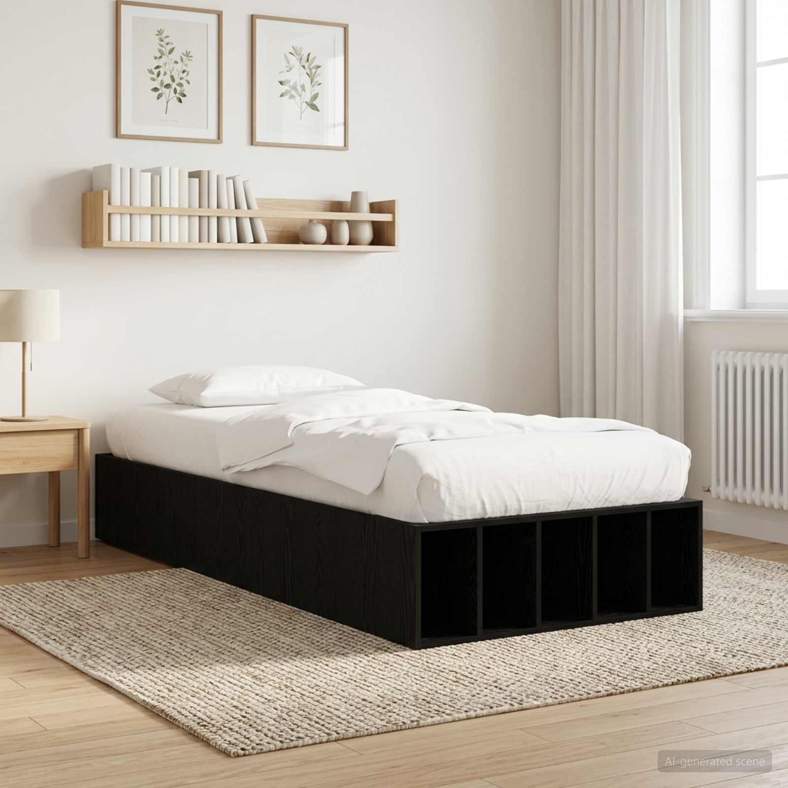 Sängram med förvaring Svart ek 80 x 200 cm Konstruerat trä