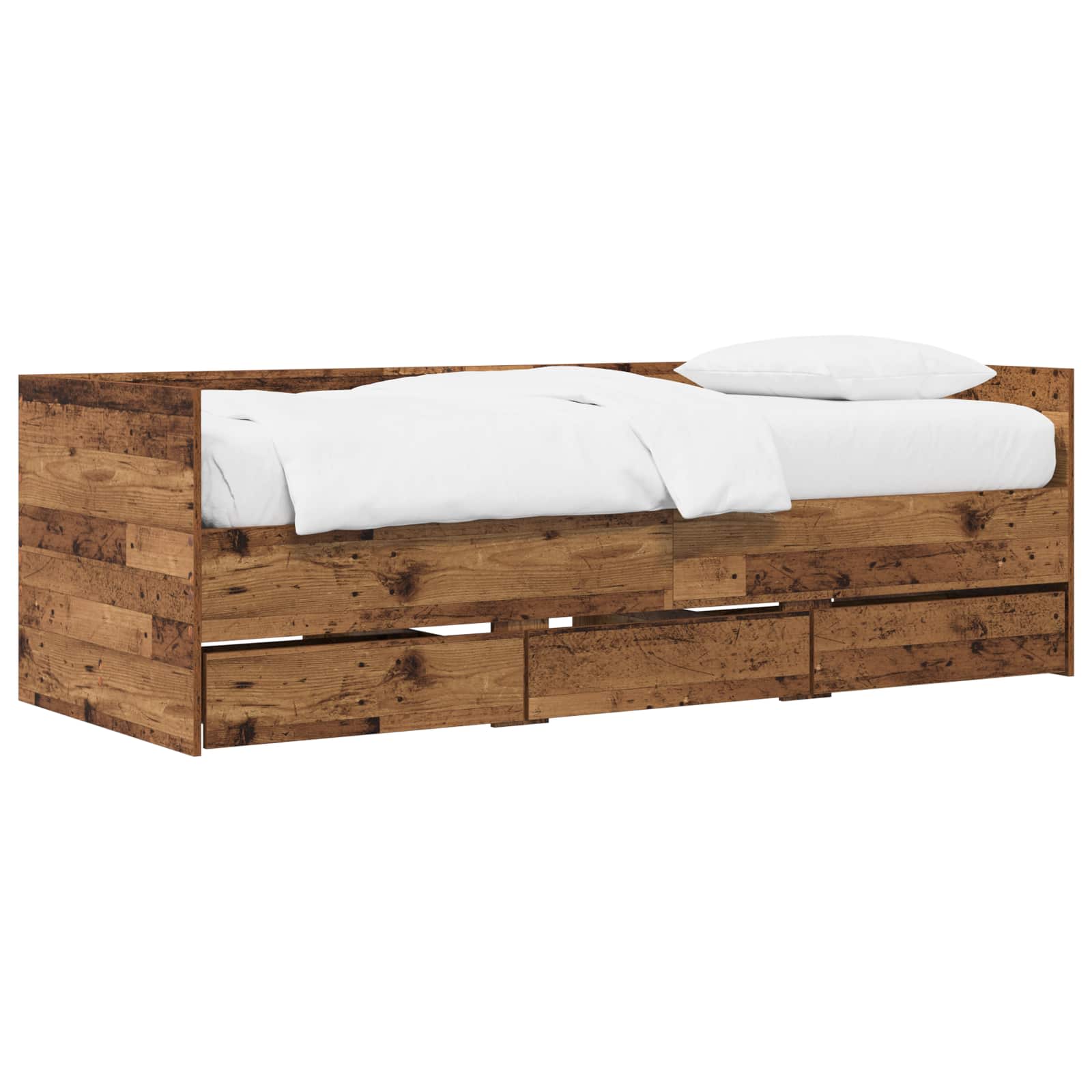 Sängsoffa med låda med huvudgavel Gammalt trä Konstruerat trä