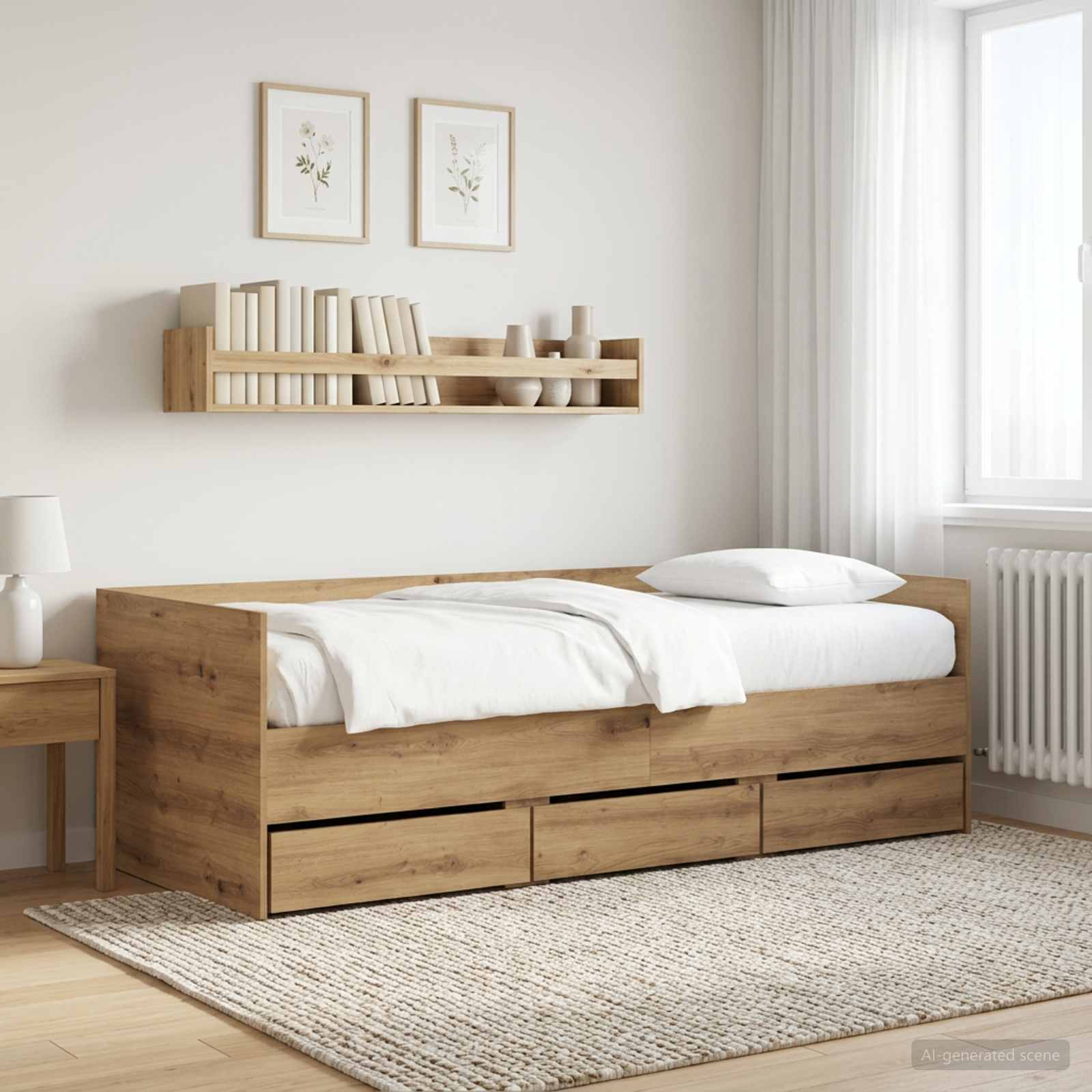 Sängsoffa med låda med huvudgavel Artisan-ek Konstruerat trä