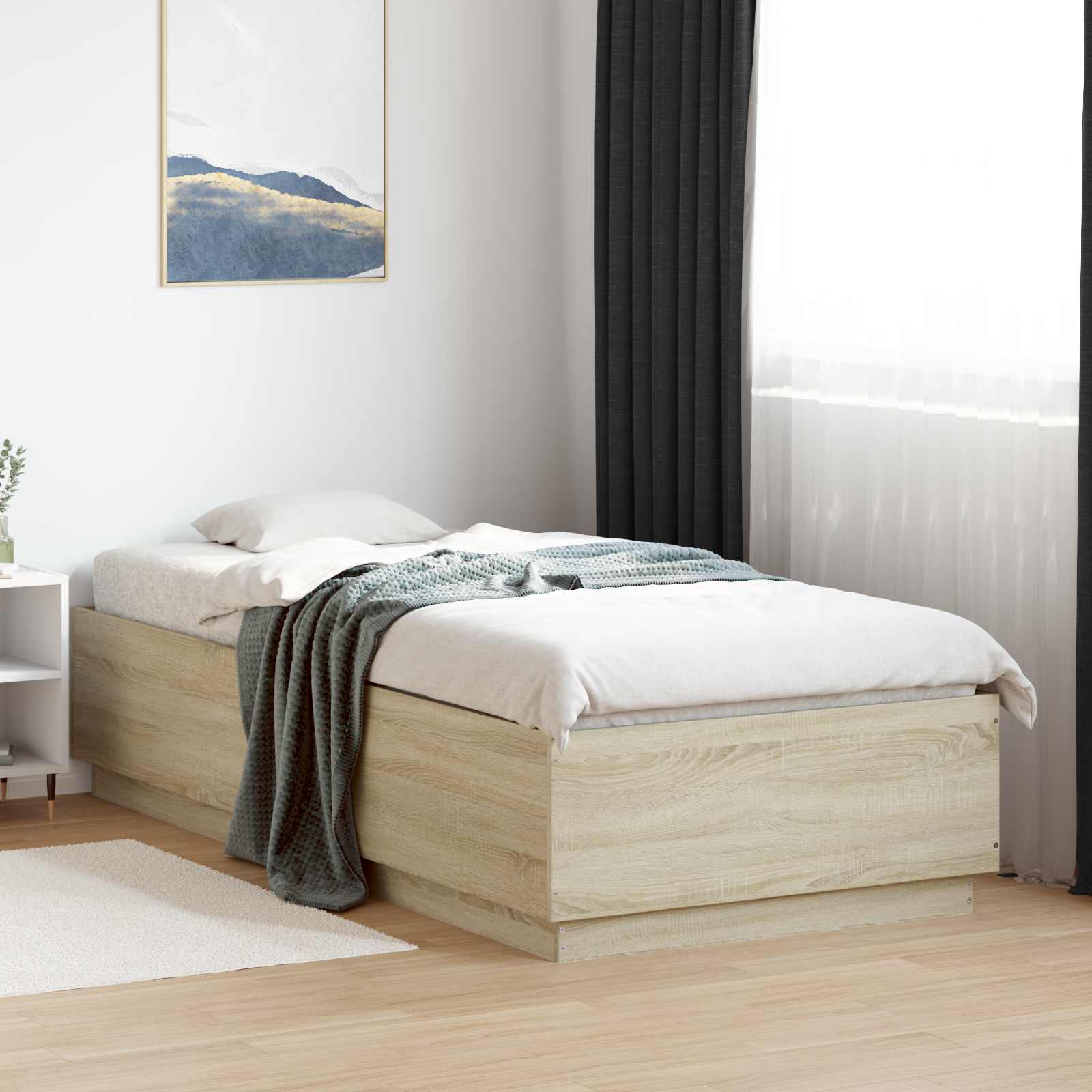 Sängram Sonoma-ek 80 x 200 cm Konstruerat trä