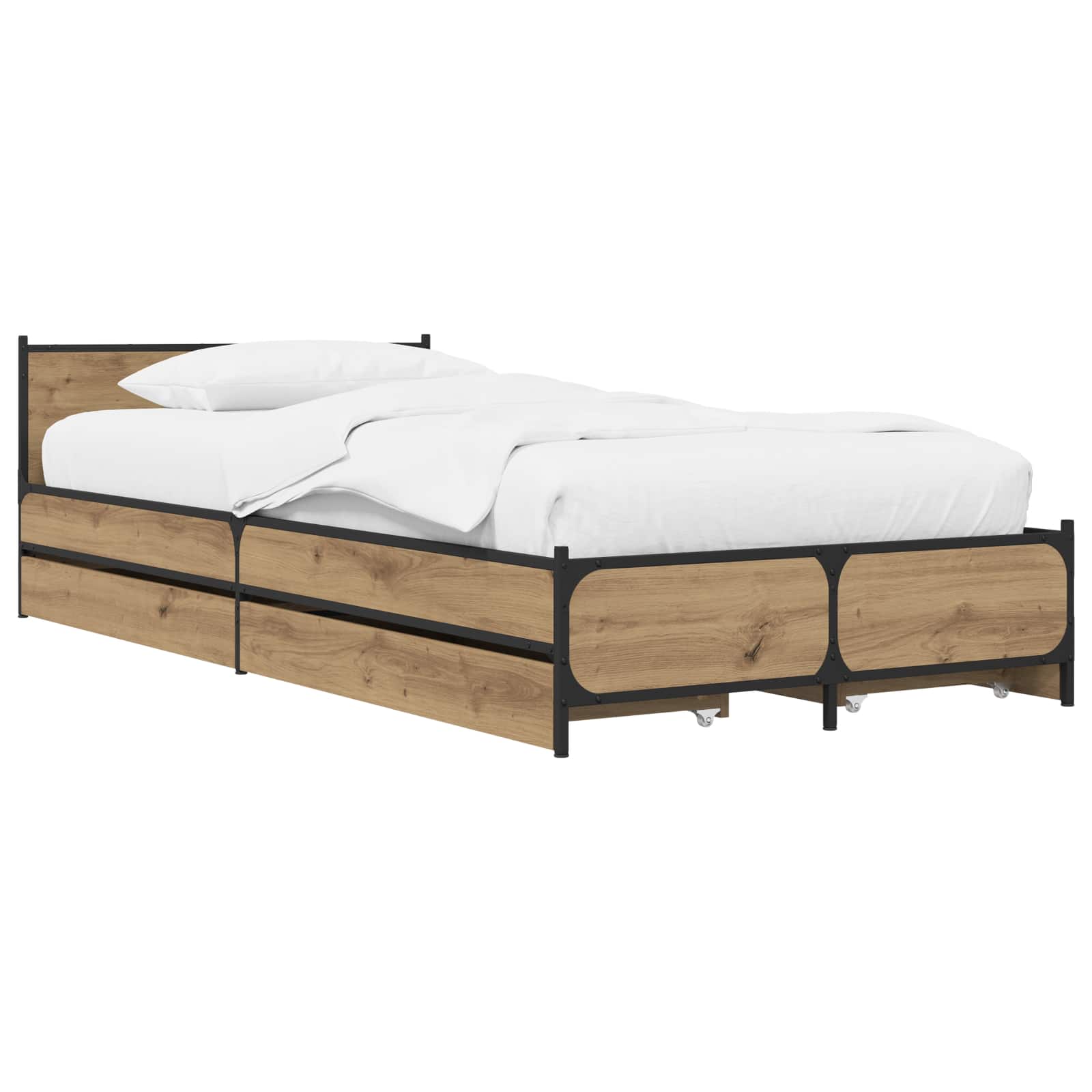 Sängram med huvudgavel Artisan-ek 80 x 200 cm Konstruerat trä
