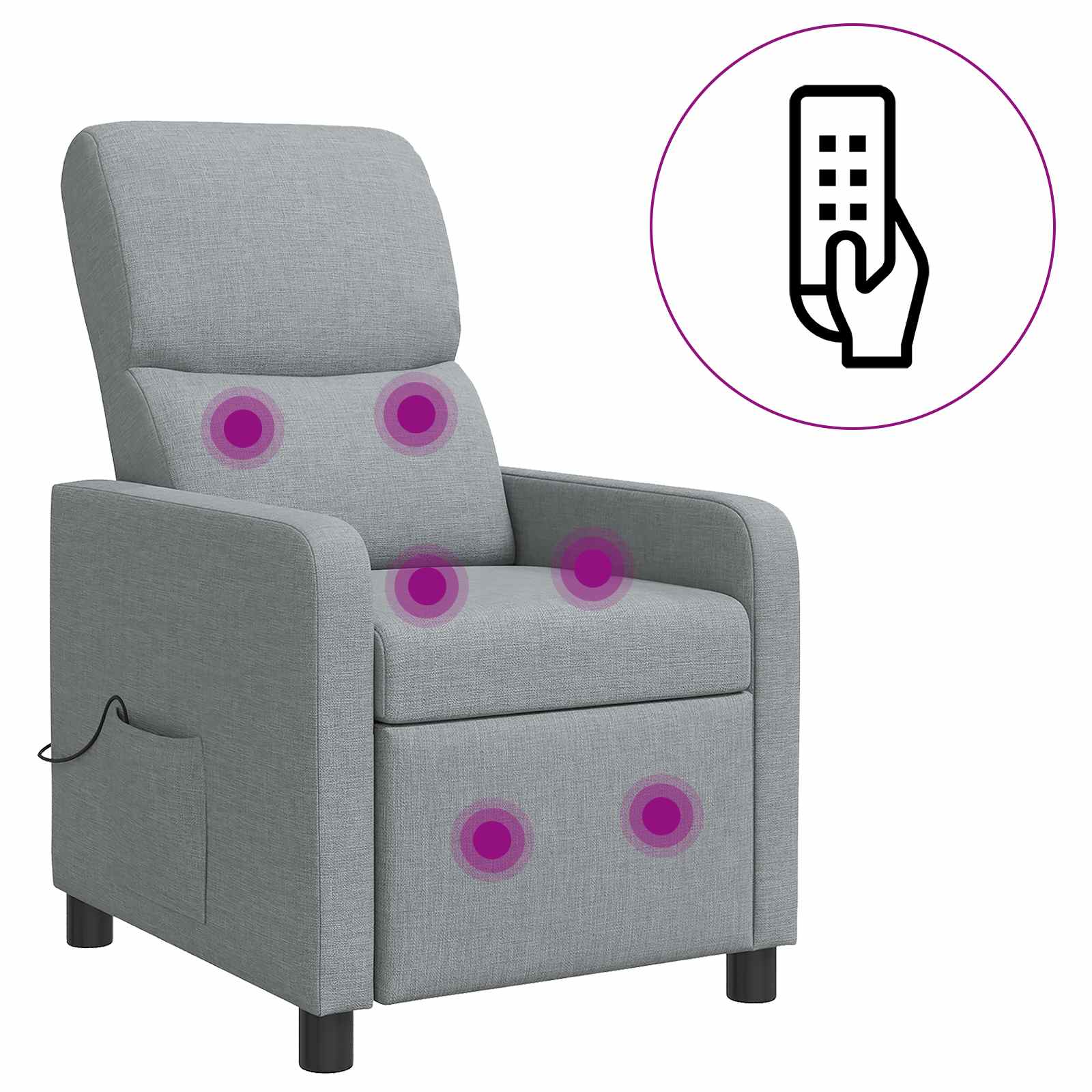 Massagefåtölj Ljusgrå Tyg