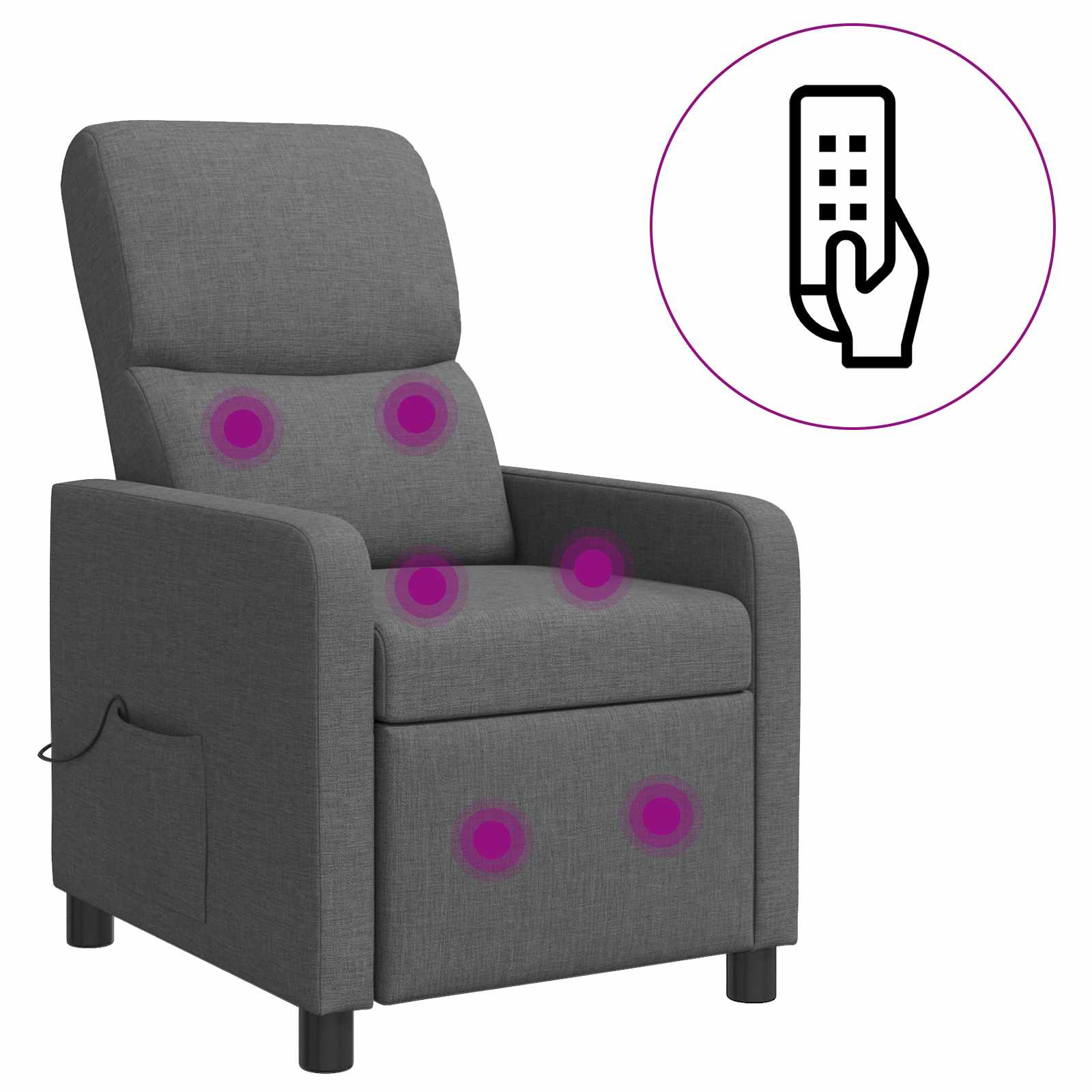 Massagefåtölj Mörkgrå Tyg