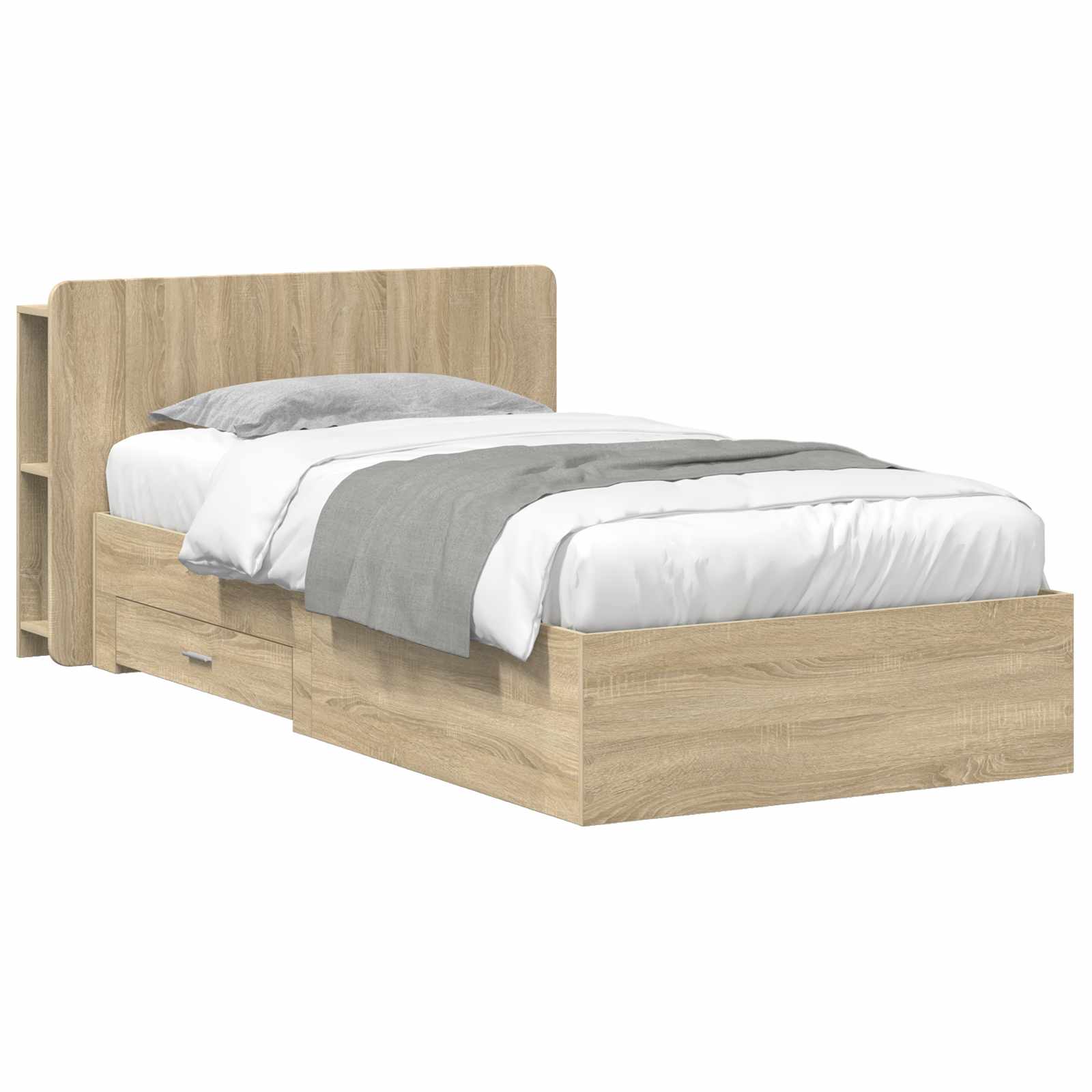 Sängram med förvaring Sonoma-ek 90 x 190 cm Konstruerat trä