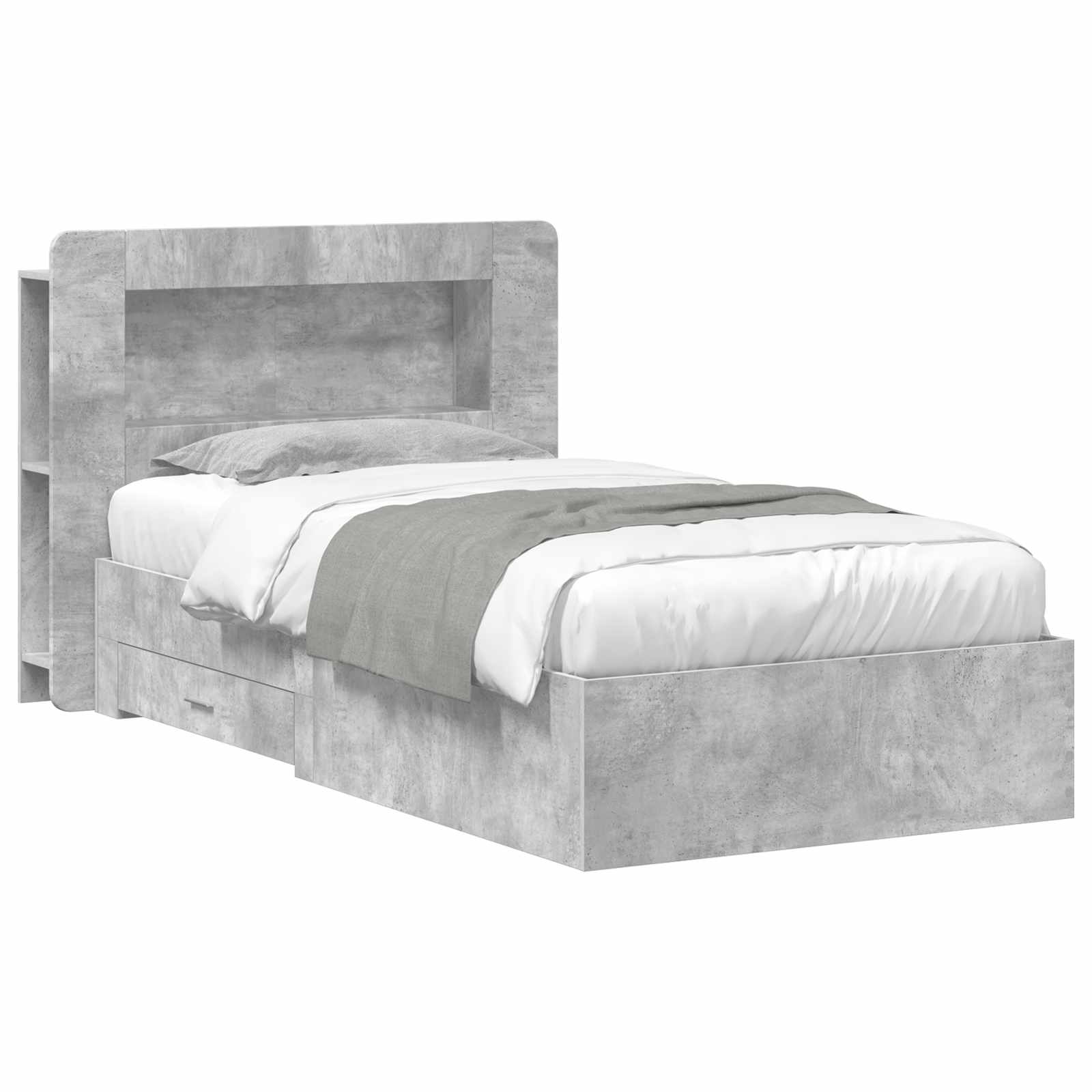 Sängram med förvaring Betonggrå 80 x 200 cm Konstruerat trä