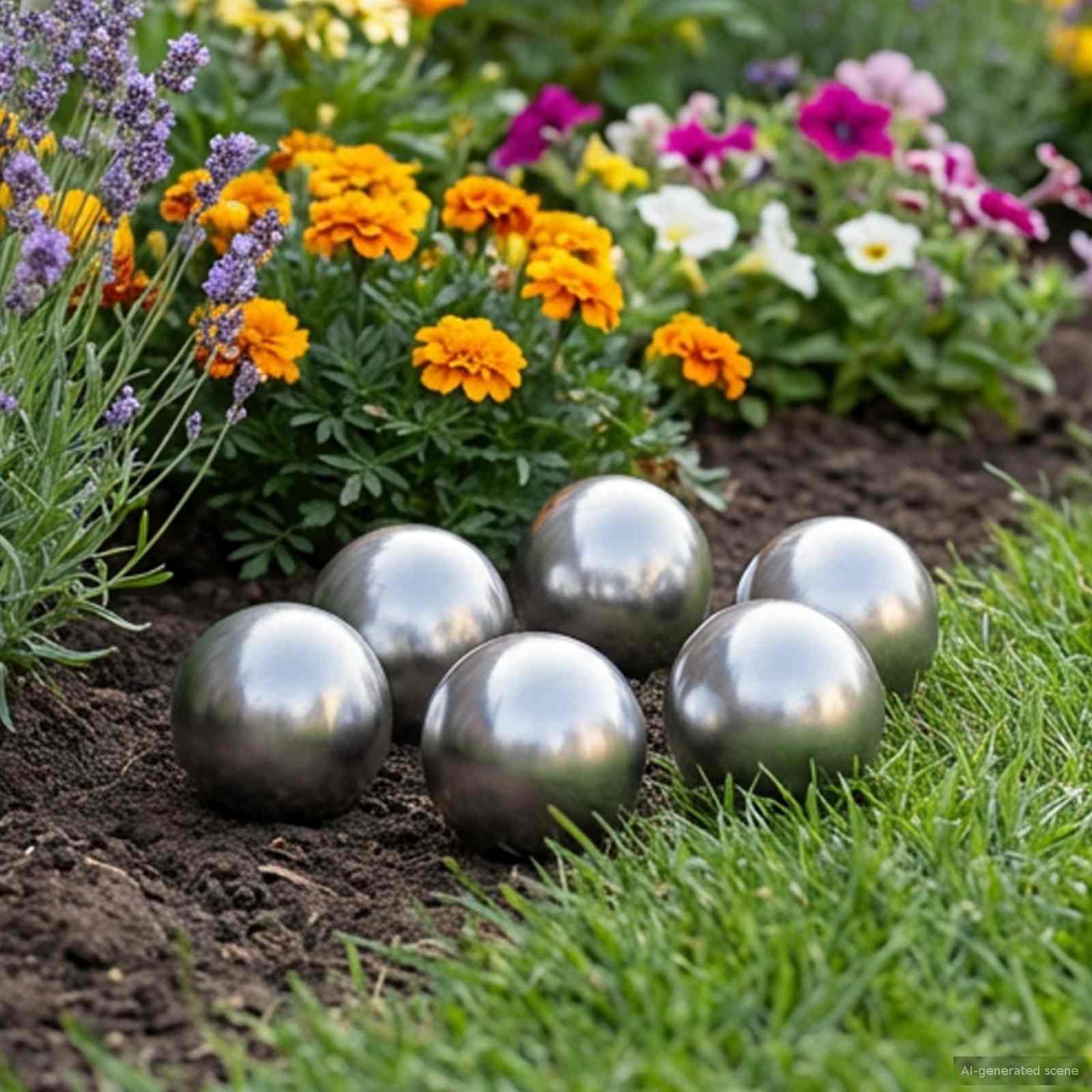Borstad Boll 6 st Ø 7,5 cm Silver Rostfritt stål 201