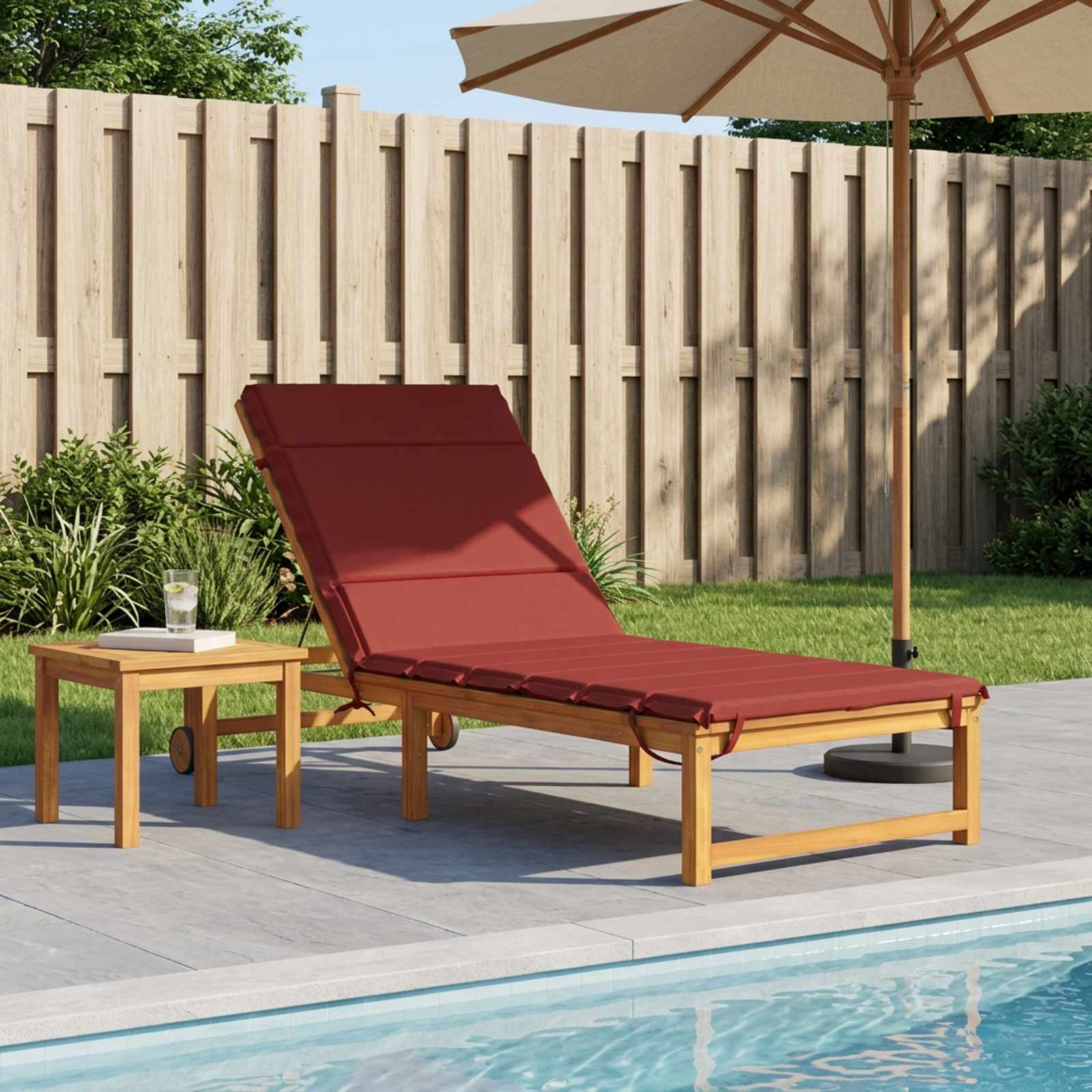 Solstol Kudde GEMERT 100% Polyester Vinröd 200 x 80 x 3 cm