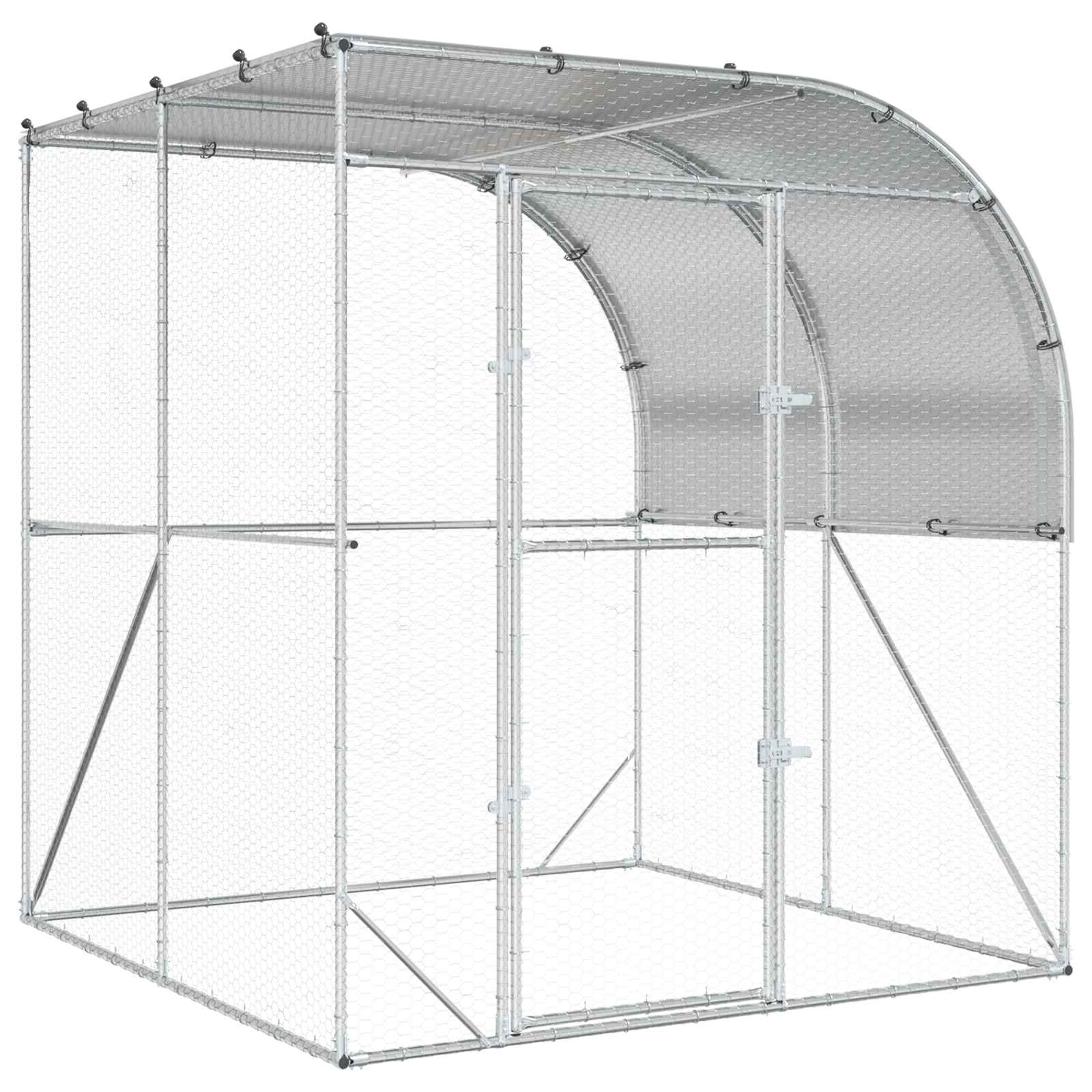 Hönsgård Silver 200 x 200 x 215 cm Galvaniserat stål