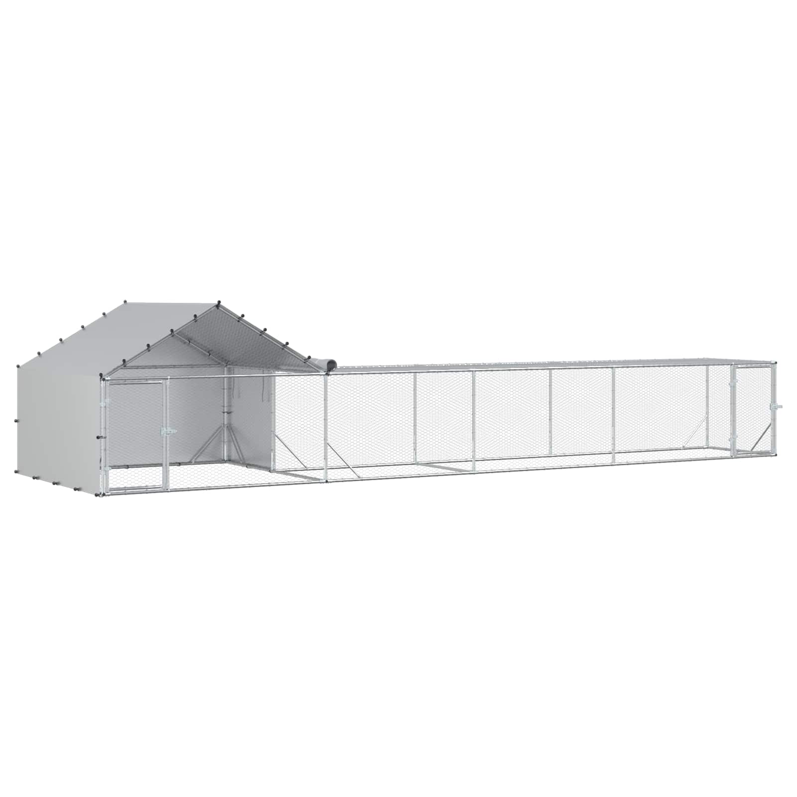 Kylling Coop med tak och gård 2 st Silver 7 x 2 x 1,5 m