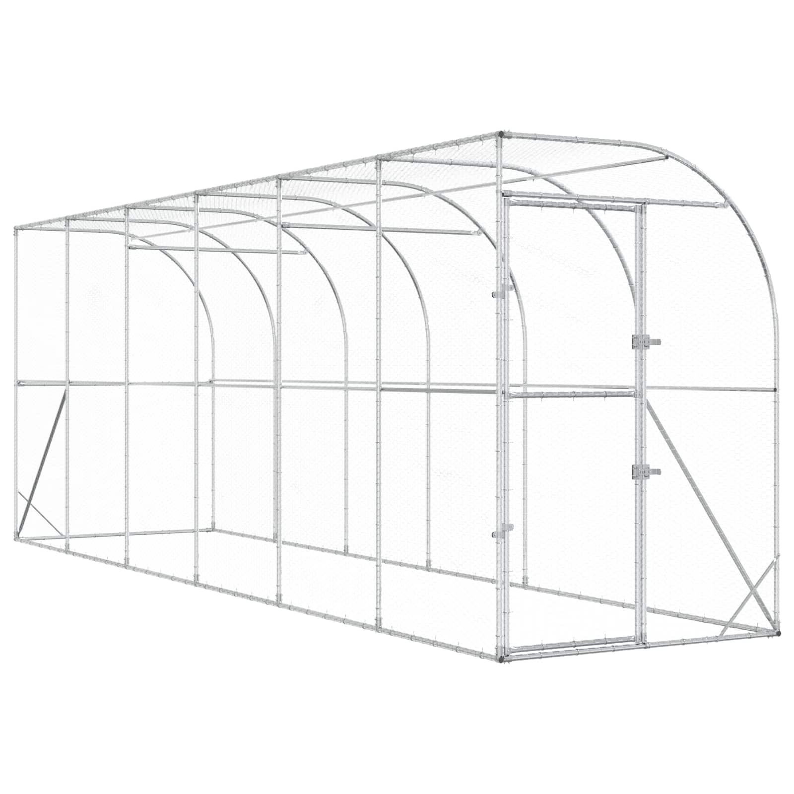 Hönshus mot Vägg Silver 600 x 150 x 215 cm Galvaniserat stål
