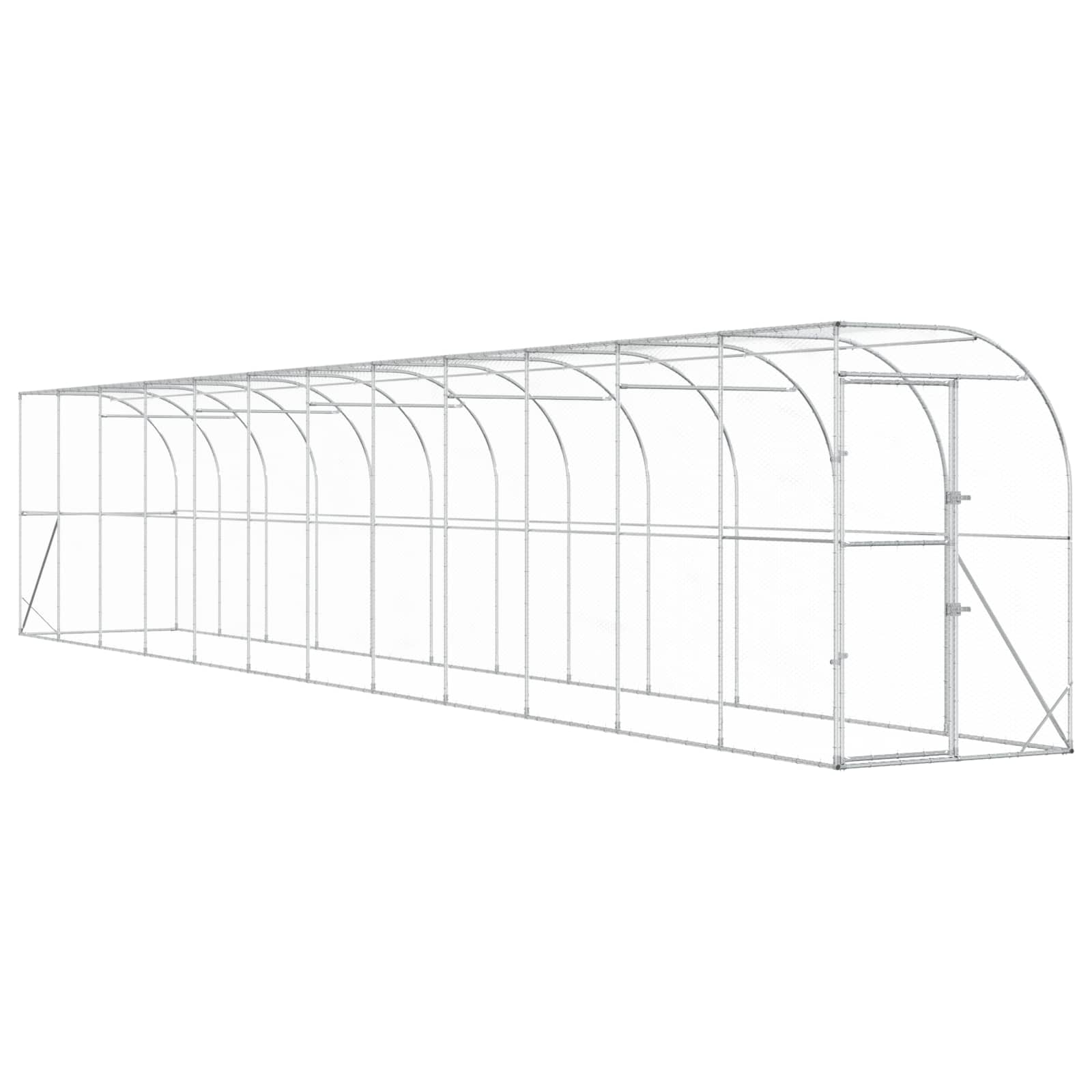 Hönshus mot Vägg Silver 600 x 150 x 215 cm Galvaniserat stål
